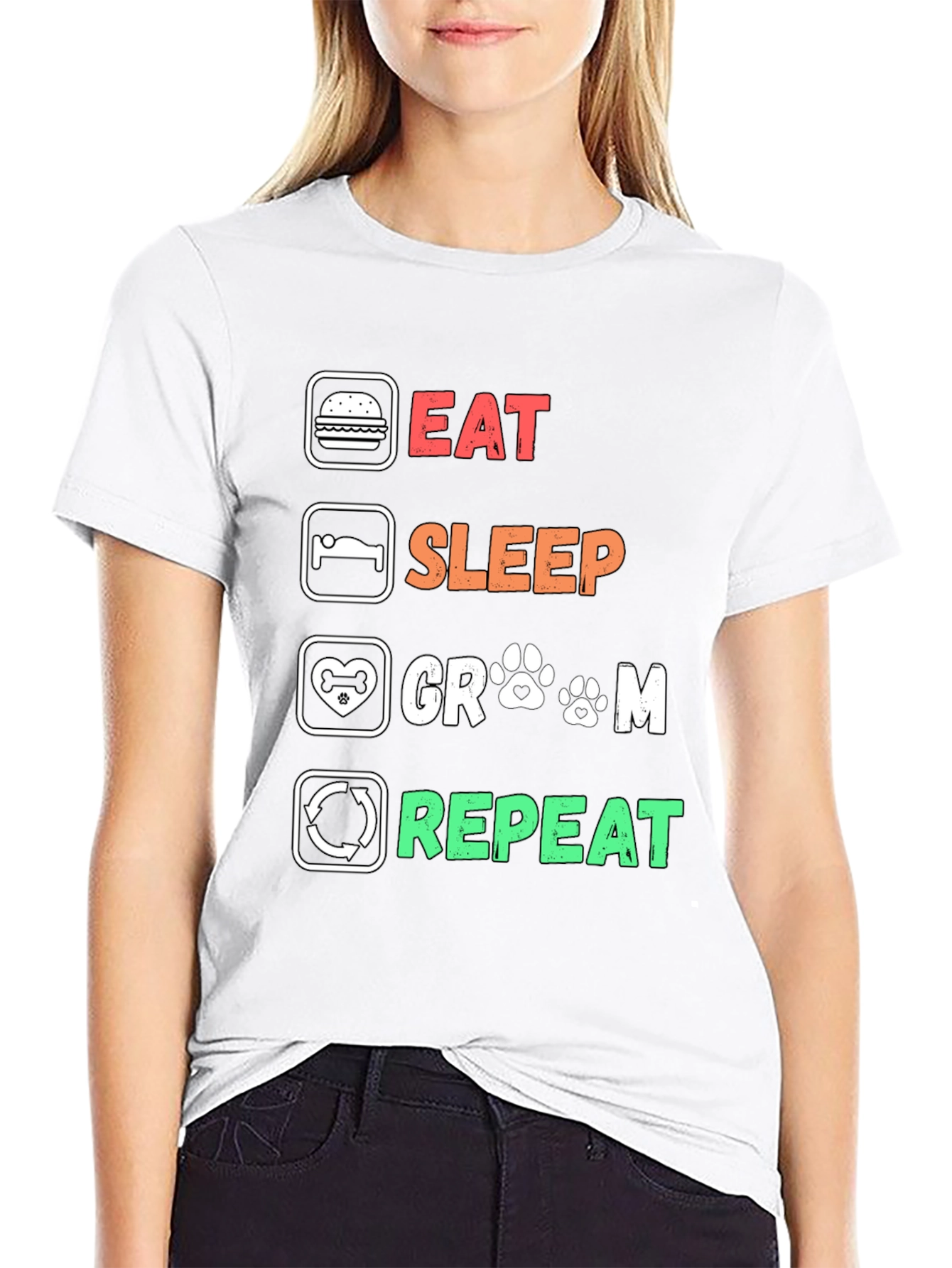 Eat Sleep Groom Repeat Graphic T-Shirt