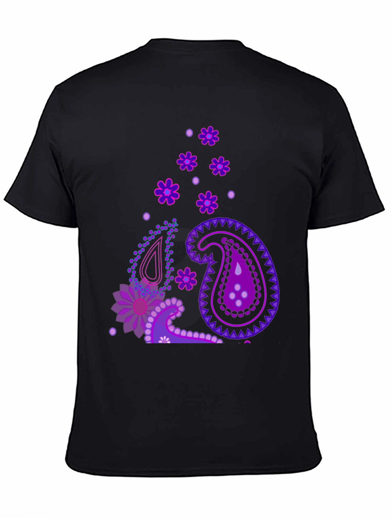 Paisley Pattern Black T-Shirt