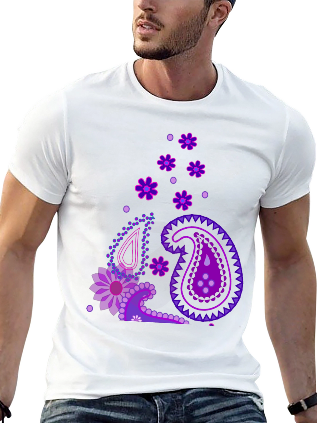 Paisley Pattern Black T-Shirt