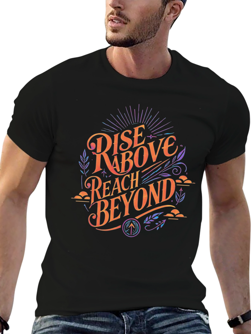 Rise Above Graphic Tee - Black Cotton T-Shirt