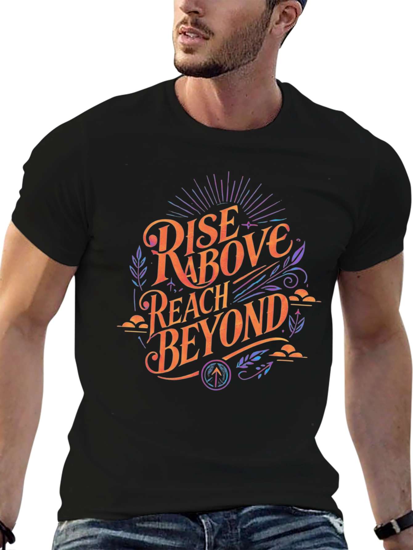 Rise Above Graphic Tee - Black Cotton T-Shirt