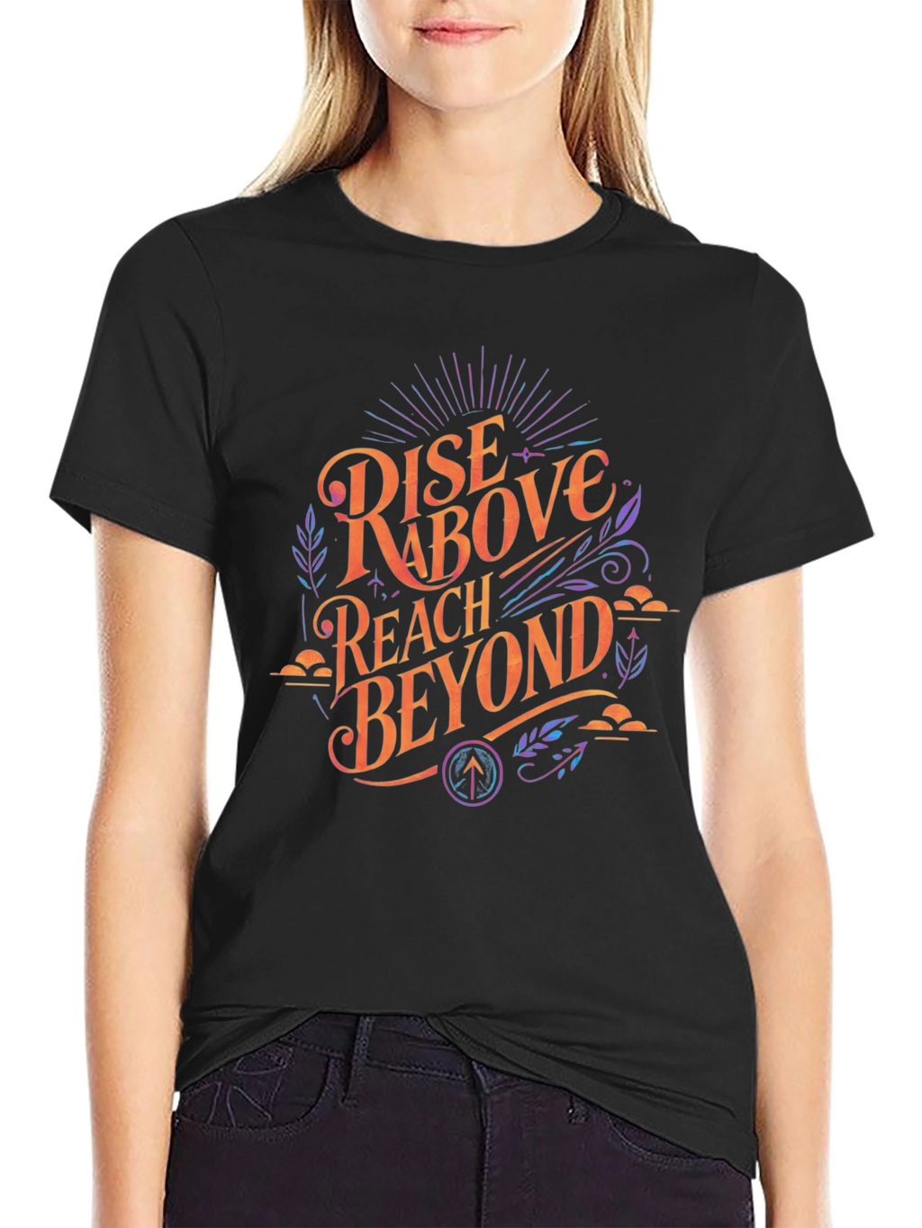Rise Above Graphic Tee - Black Cotton T-Shirt
