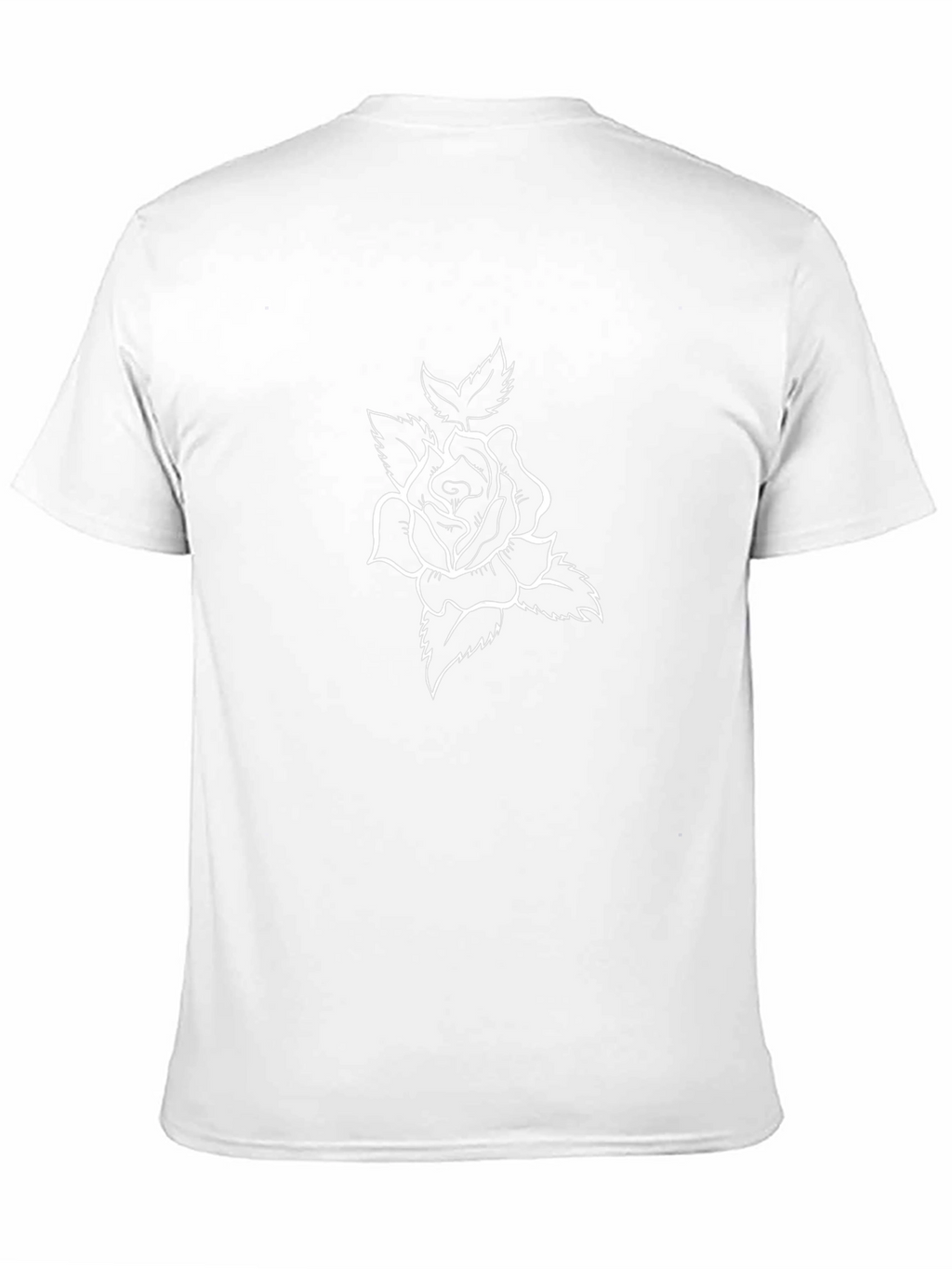 Black Tee with White Rose Graphic