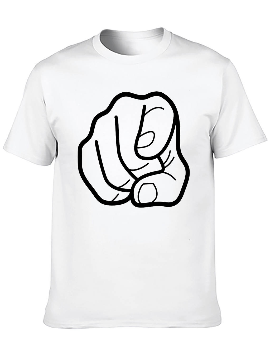 Pointing Finger Graphic Tee - Black Cotton T-Shirt