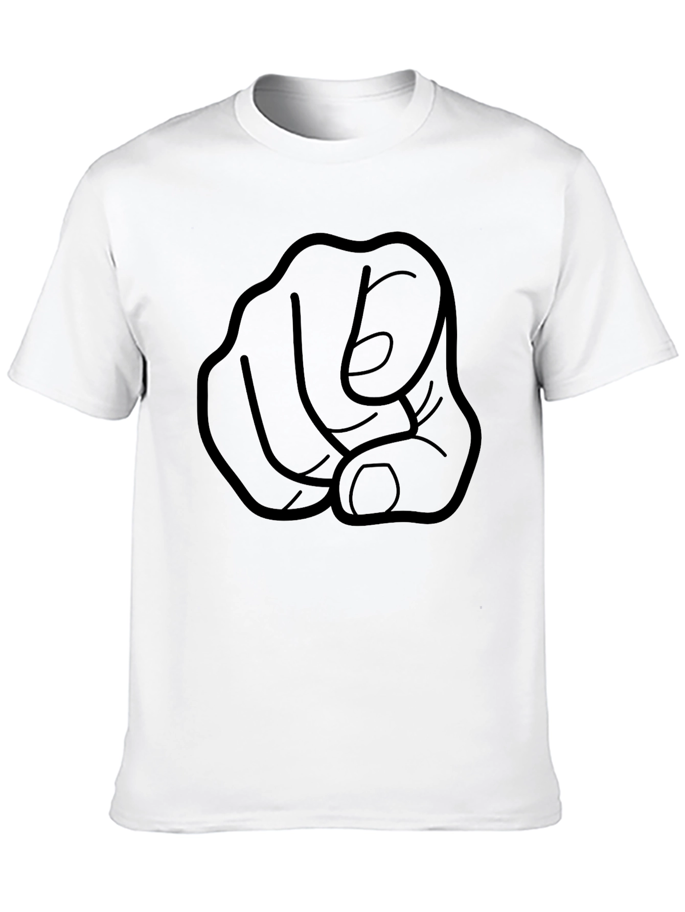 Pointing Finger Graphic Tee - Black Cotton T-Shirt