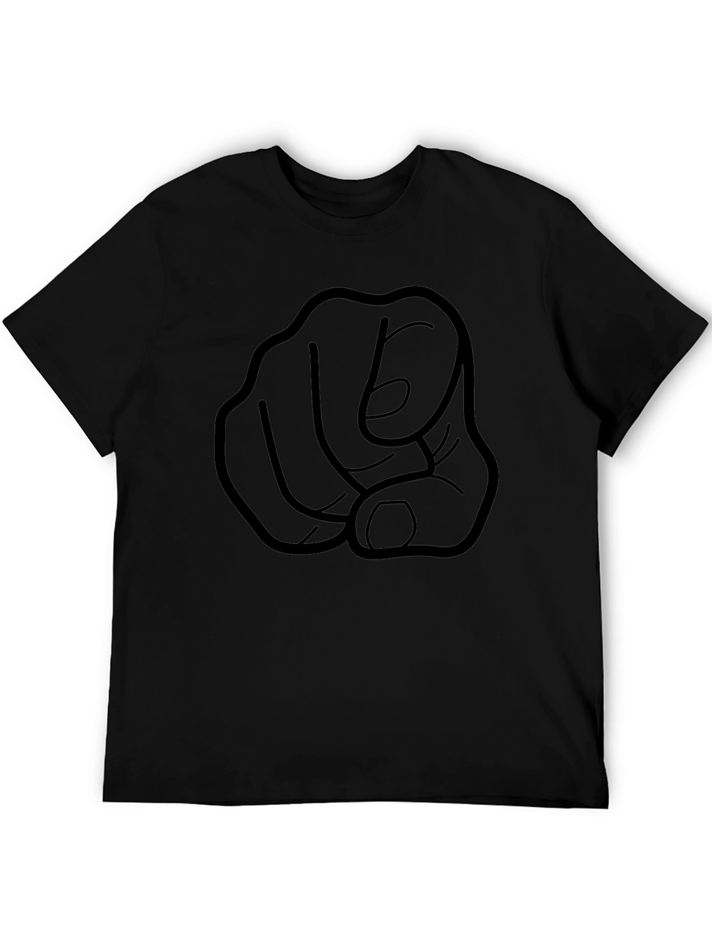 Pointing Finger Graphic Tee - Black Cotton T-Shirt