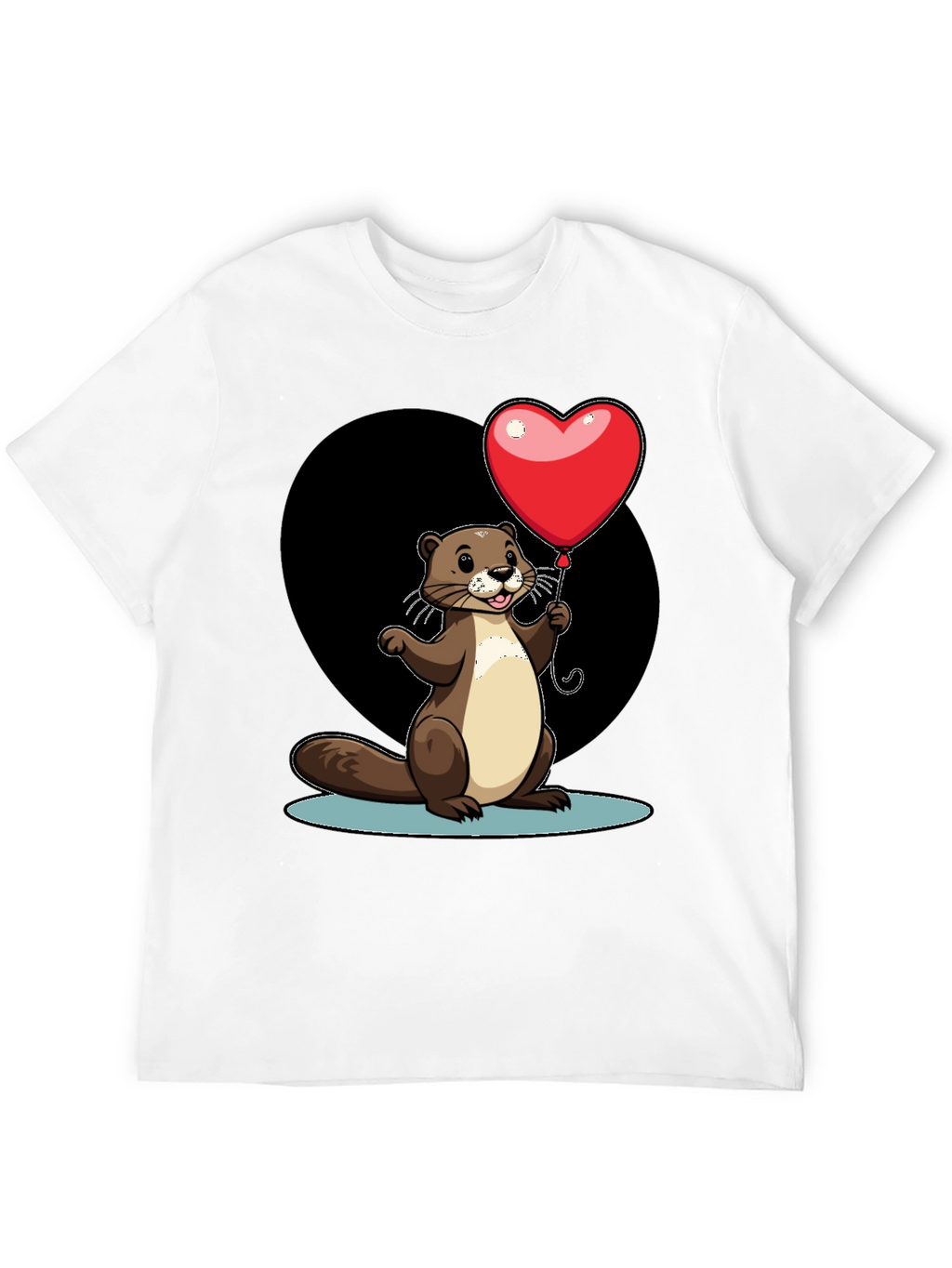 Heart Balloon Otter Graphic Tee - Valentines Day