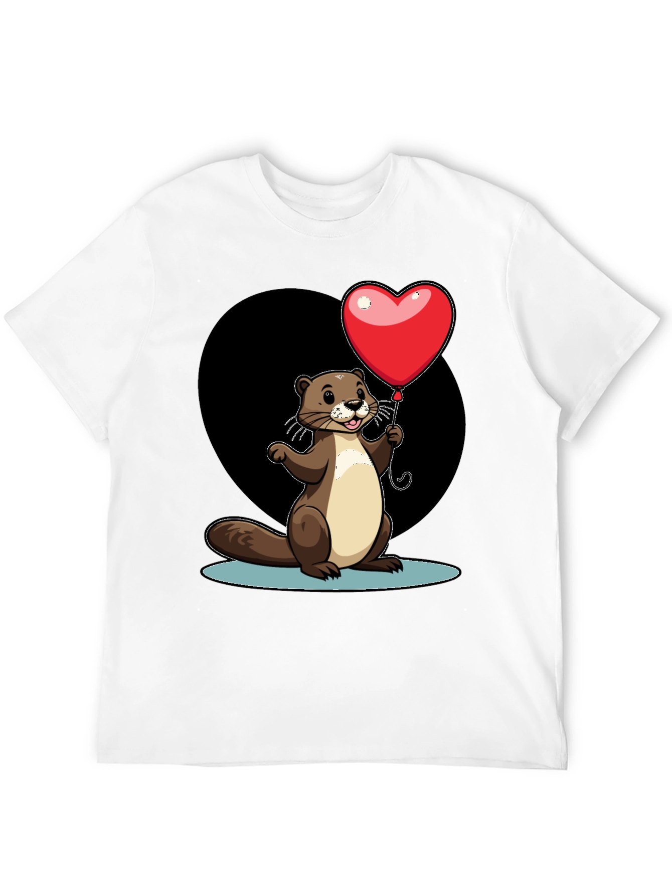 Heart Balloon Otter Graphic Tee - Valentines Day