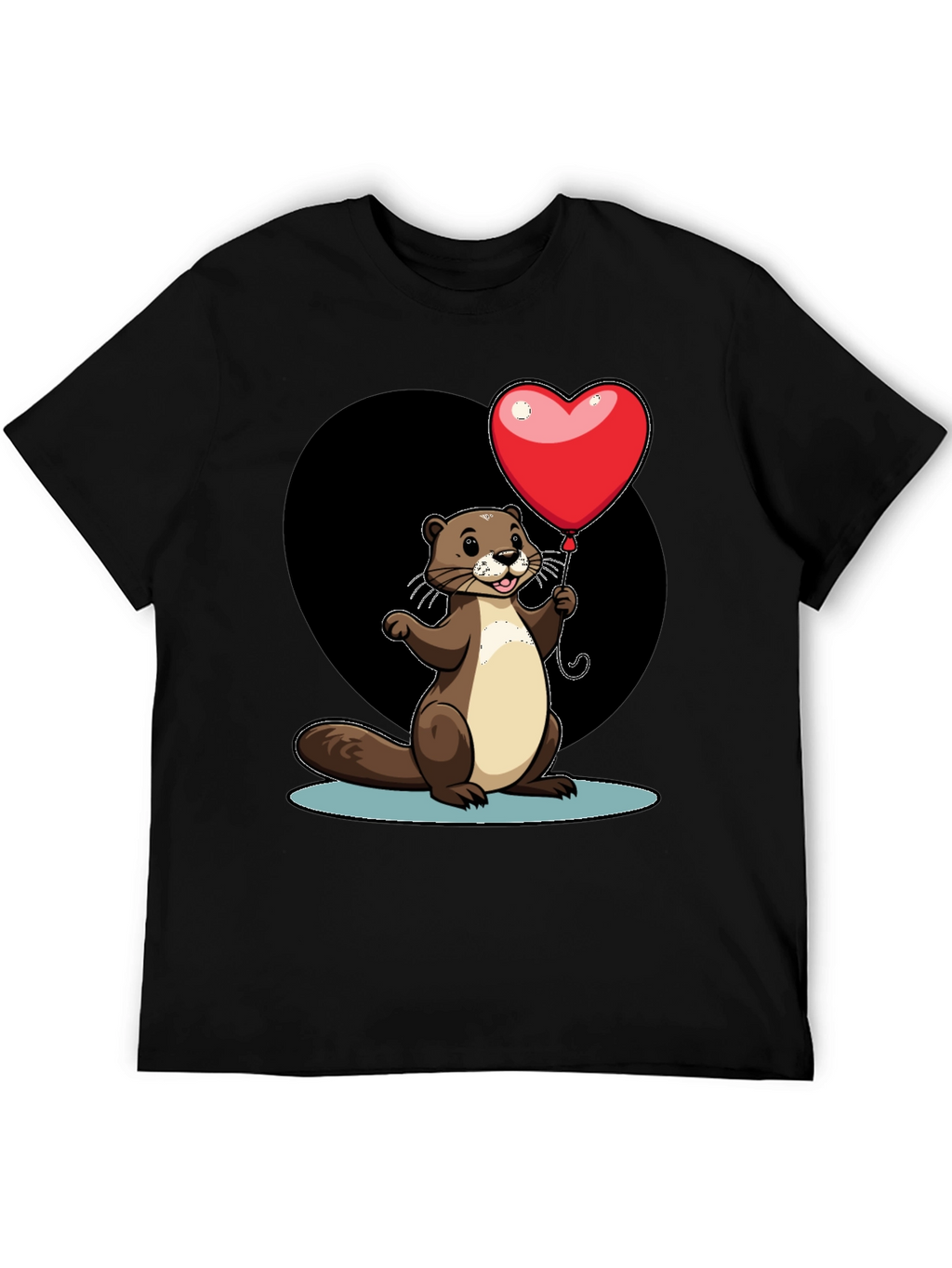 Heart Balloon Otter Graphic Tee - Valentines Day
