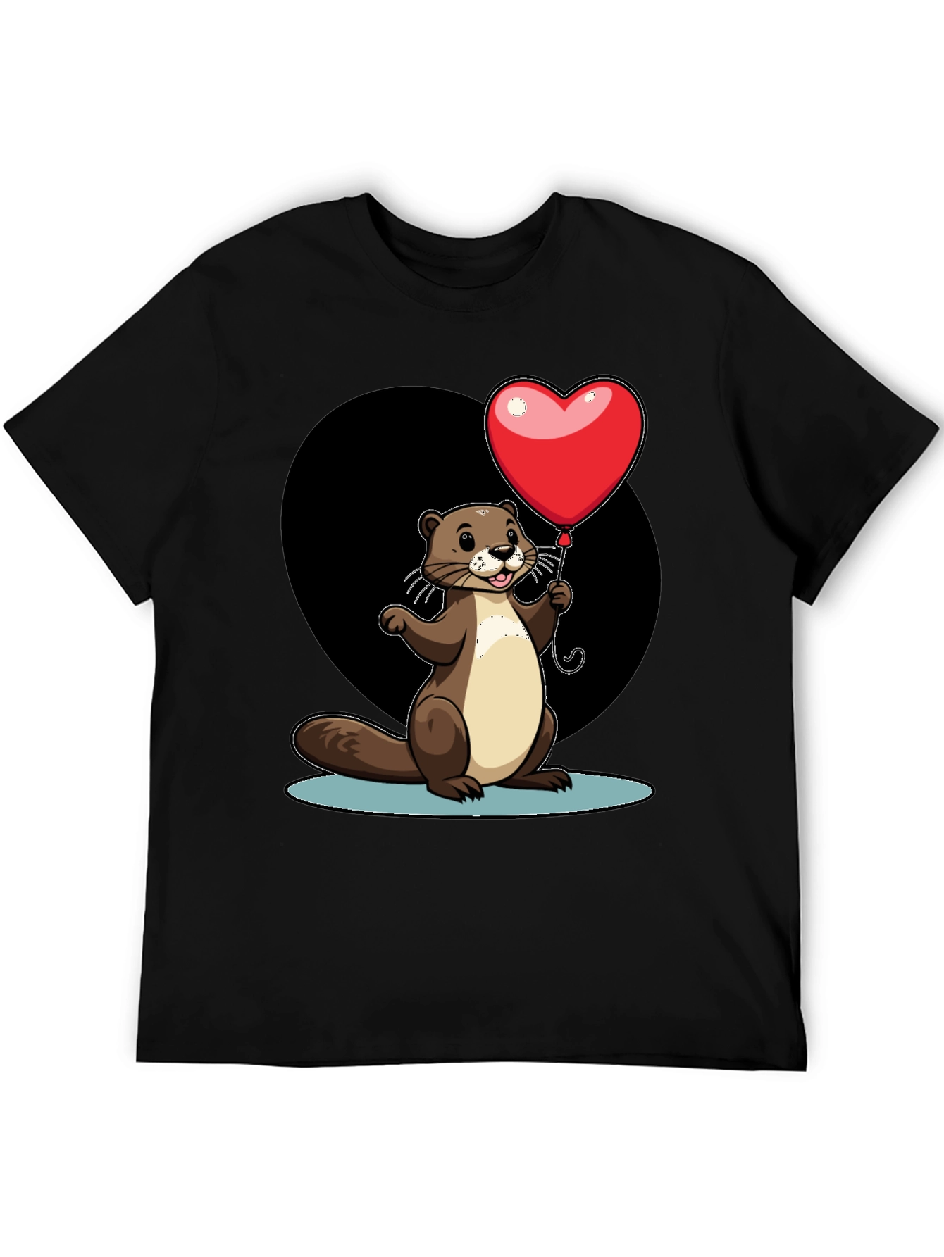 Heart Balloon Otter Graphic Tee - Valentines Day