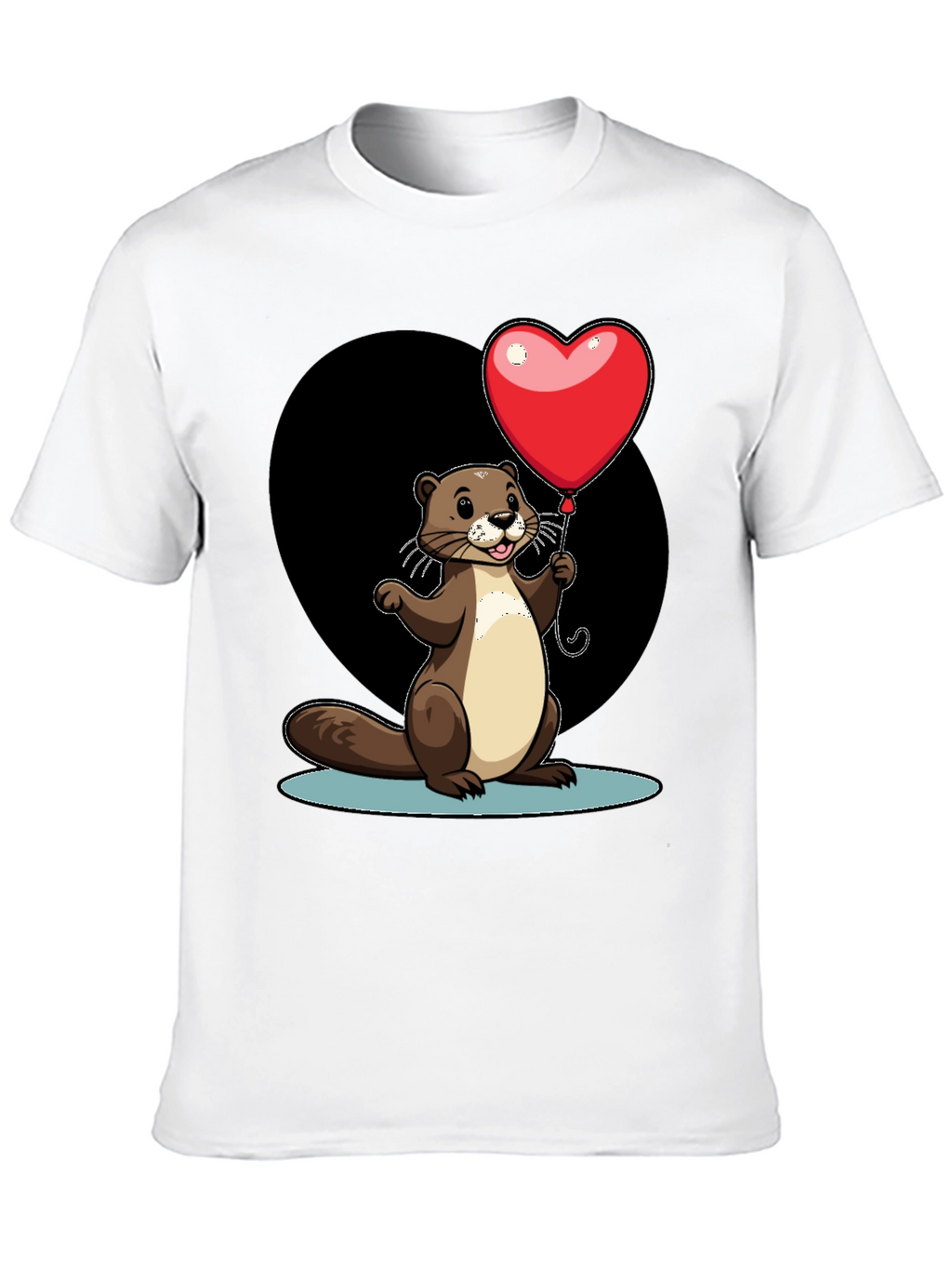 Heart Balloon Otter Graphic Tee - Valentines Day