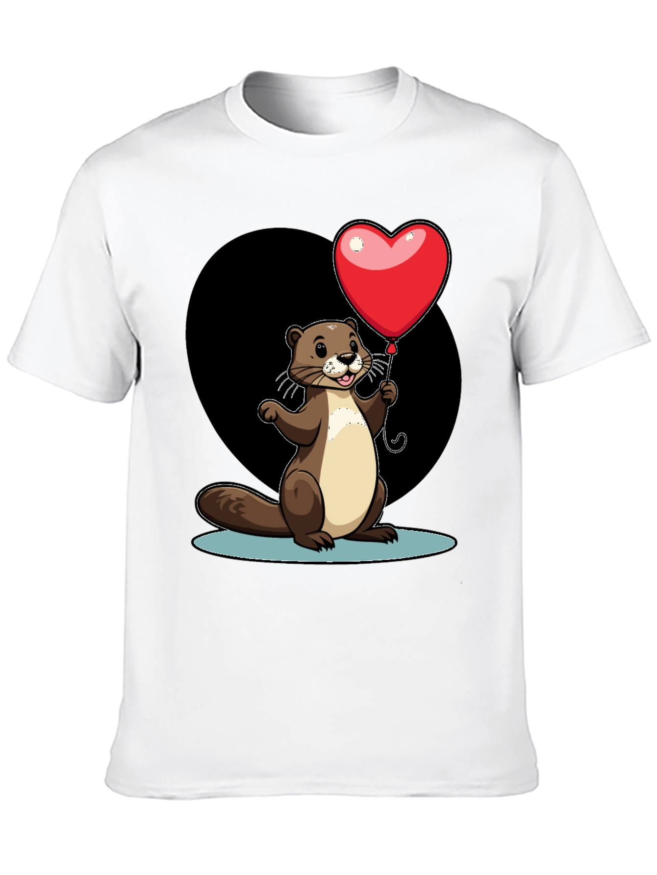 Heart Balloon Otter Graphic Tee - Valentines Day