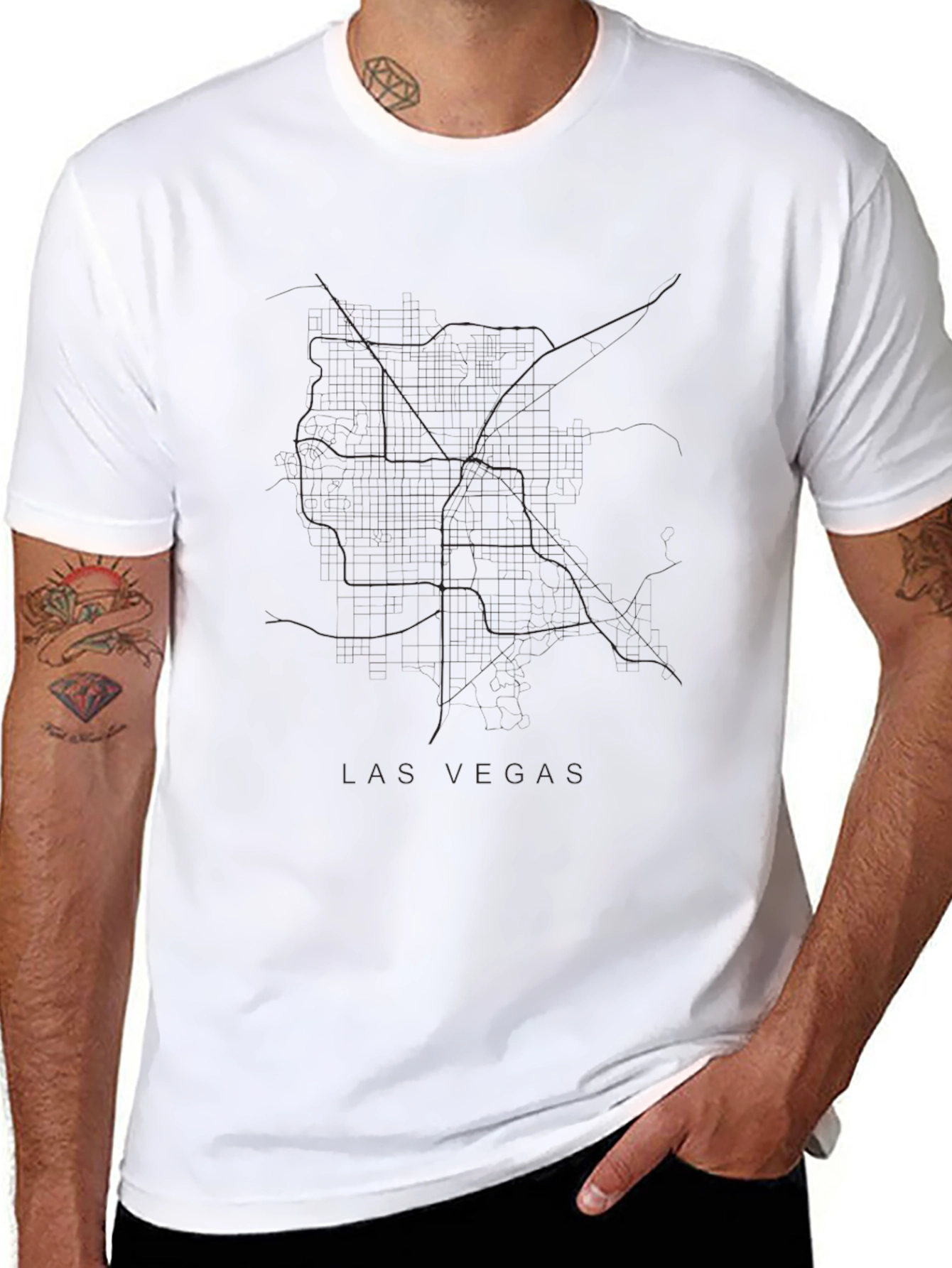 Las Vegas City Map Black T-Shirt