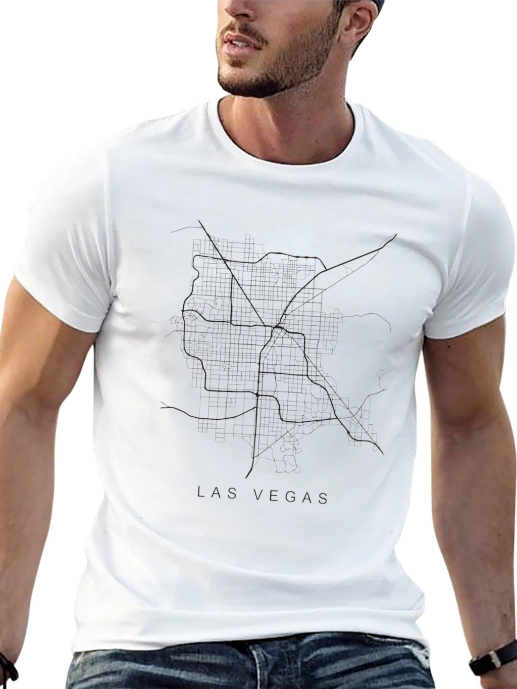 Las Vegas City Map Black T-Shirt