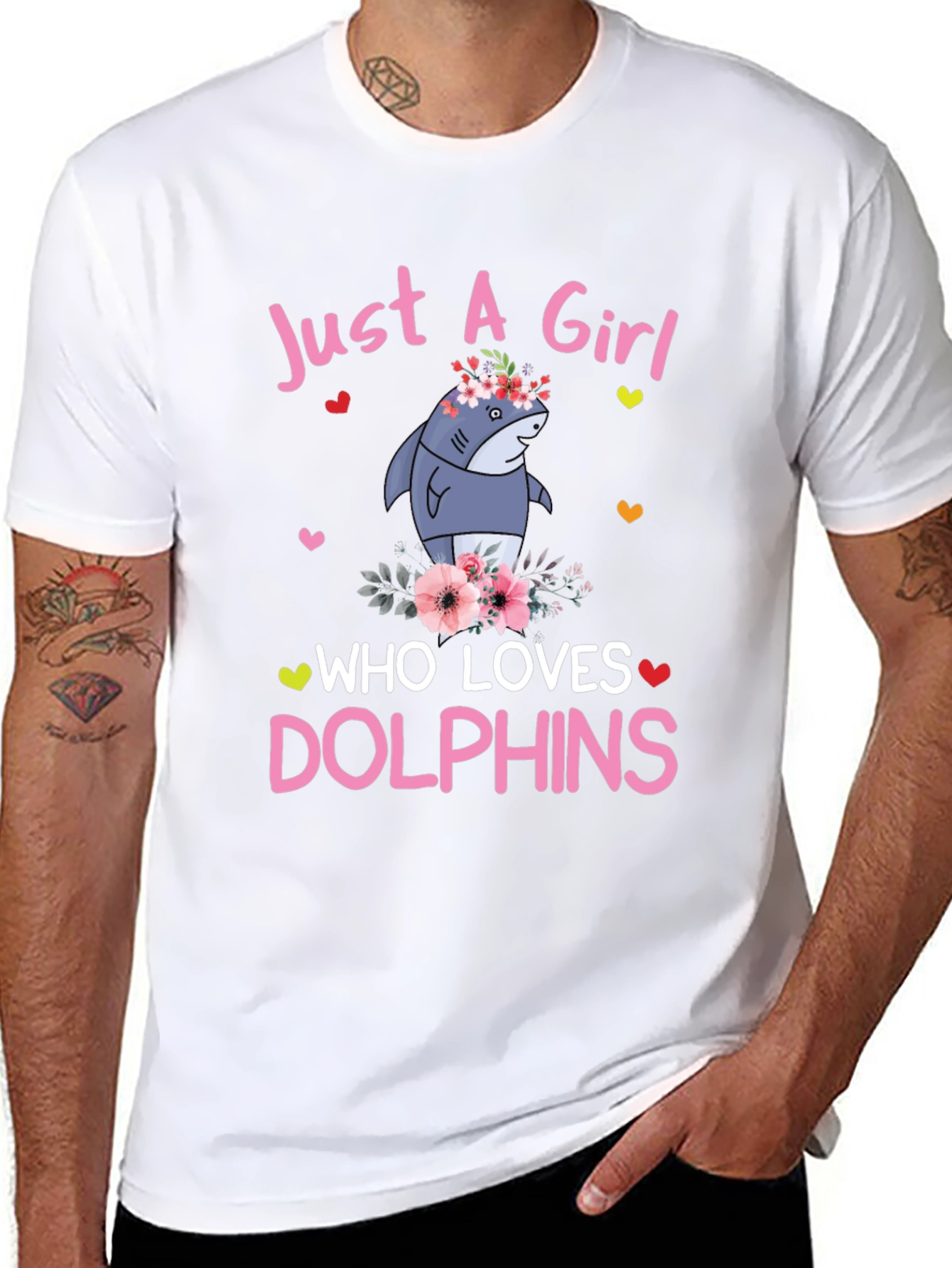 Girl Who Loves Dolphins T-Shirt - Cute Shark Graphic