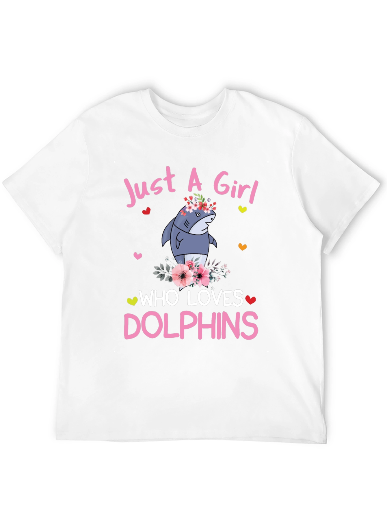 Girl Who Loves Dolphins T-Shirt - Cute Shark Graphic