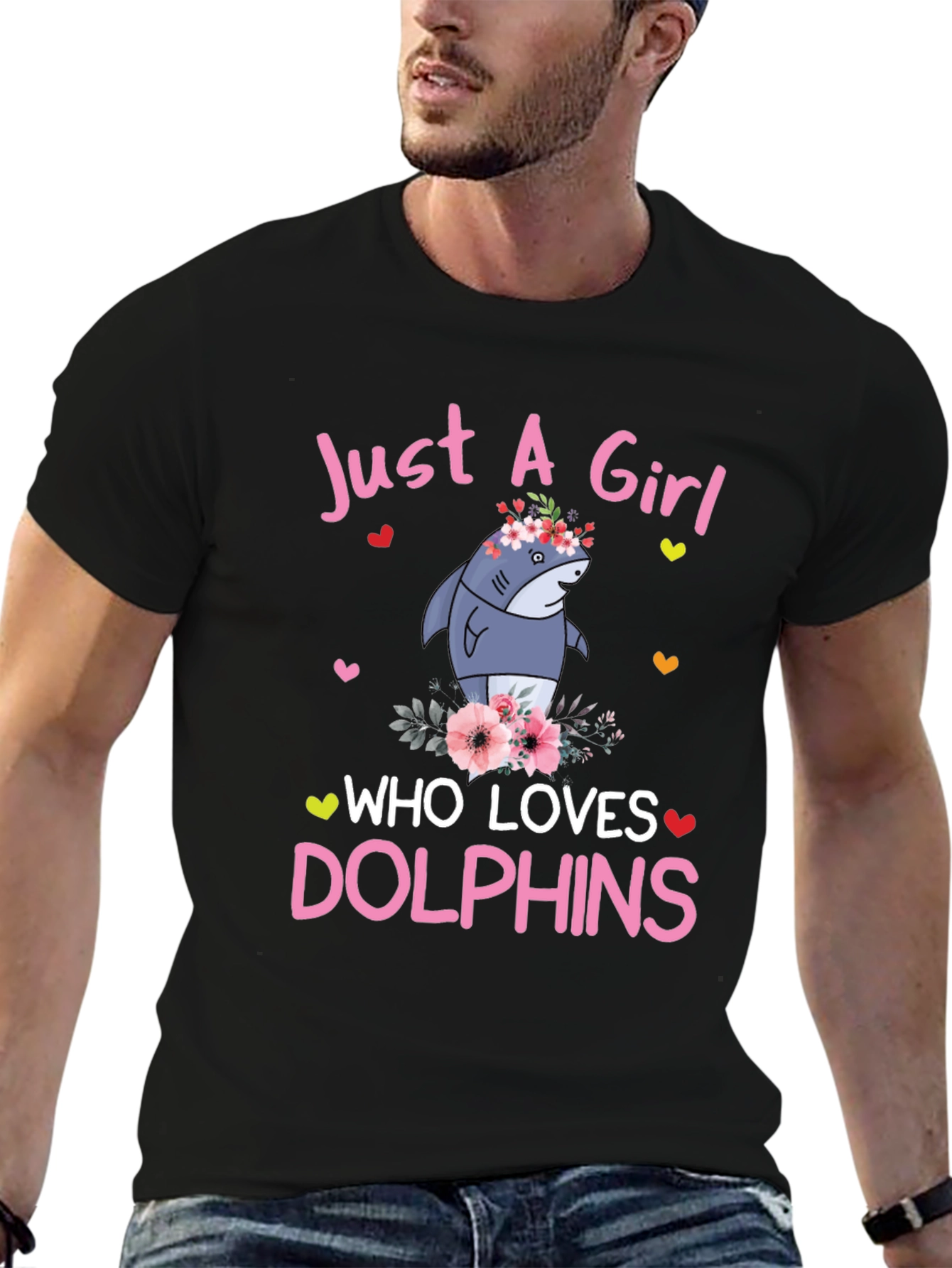 Girl Who Loves Dolphins T-Shirt - Cute Shark Graphic