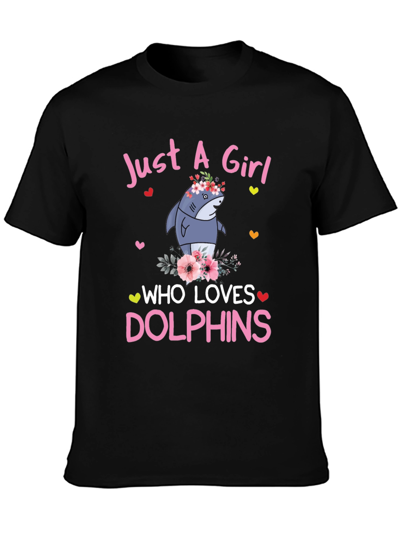 Girl Who Loves Dolphins T-Shirt - Cute Shark Graphic