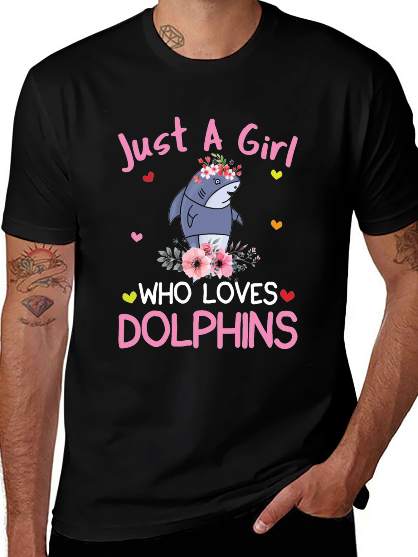 Girl Who Loves Dolphins T-Shirt - Cute Shark Graphic