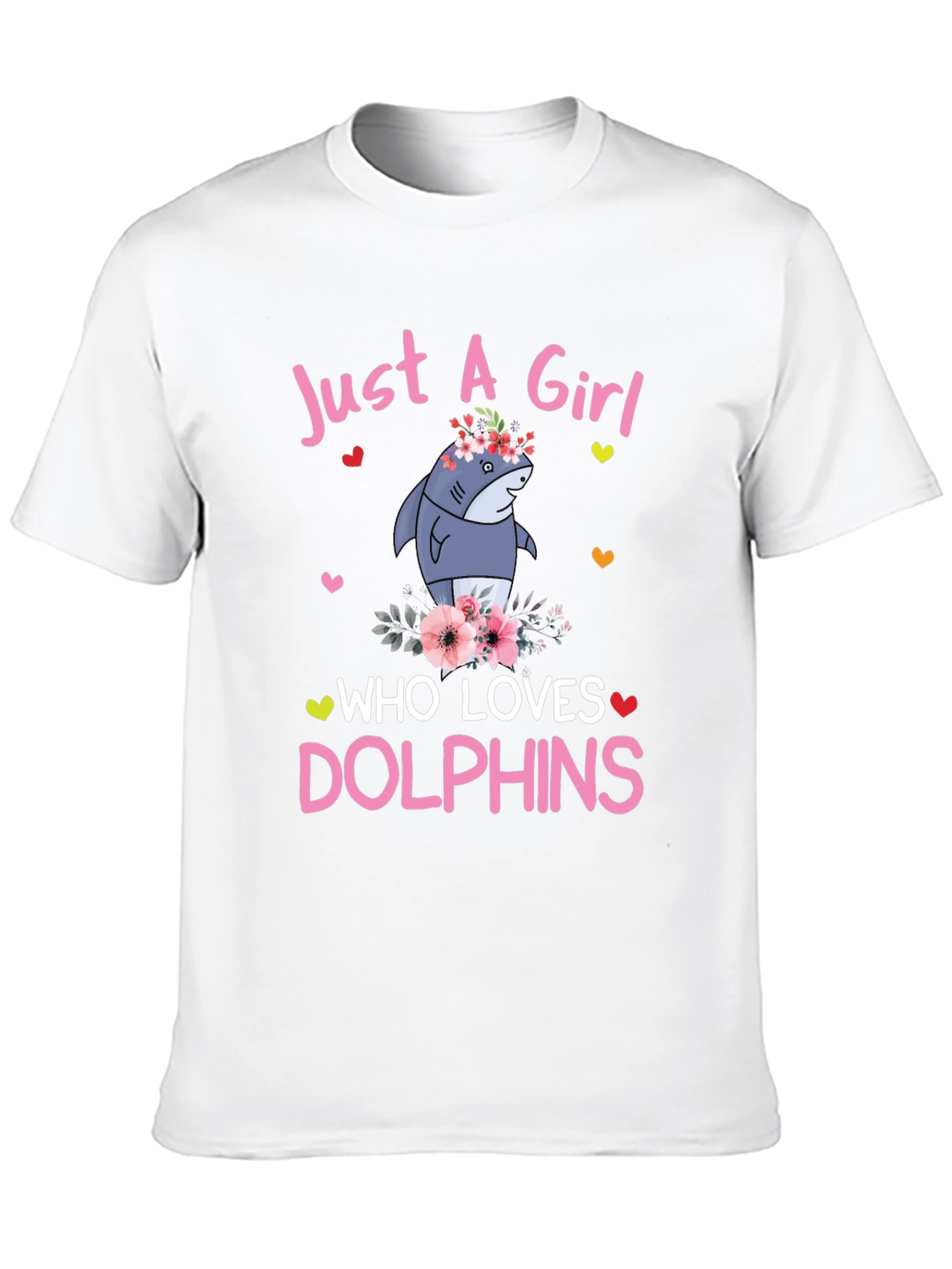 Girl Who Loves Dolphins T-Shirt - Cute Shark Graphic