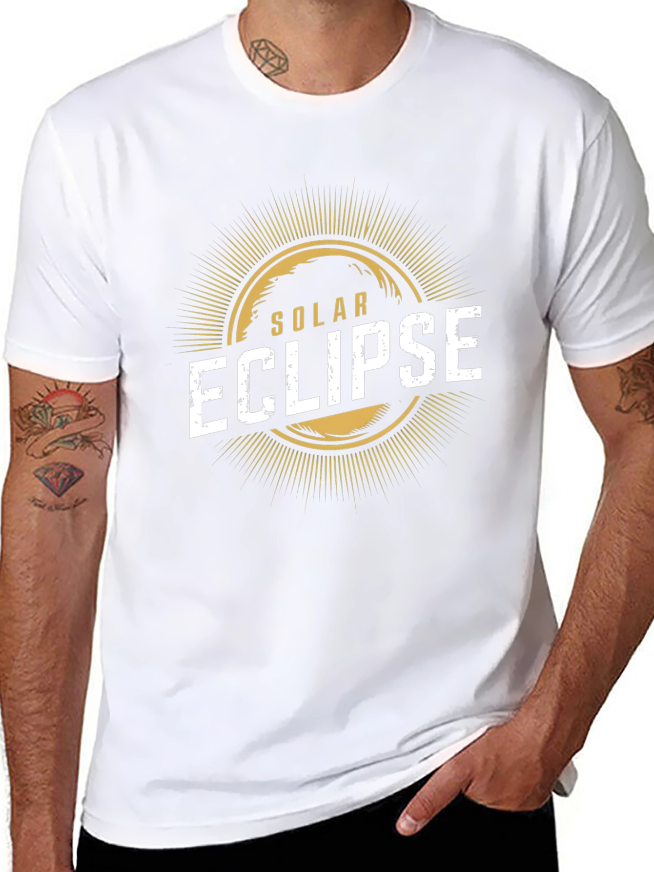 Solar Eclipse Graphic Print Black T-Shirt