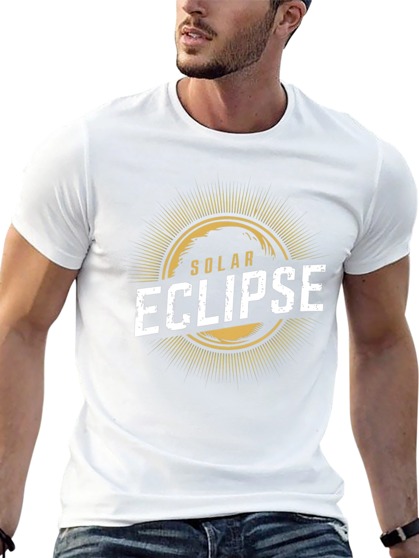 Solar Eclipse Graphic Print Black T-Shirt