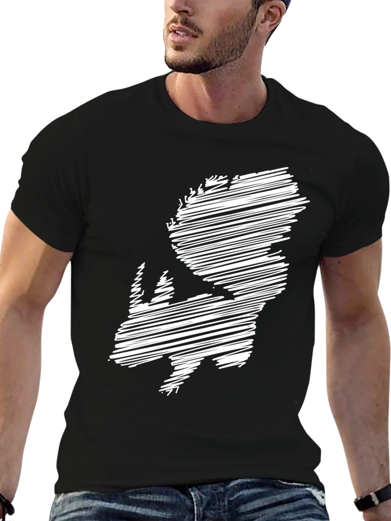 Abstract Rhino Graphic T-Shirt - Casual Wear