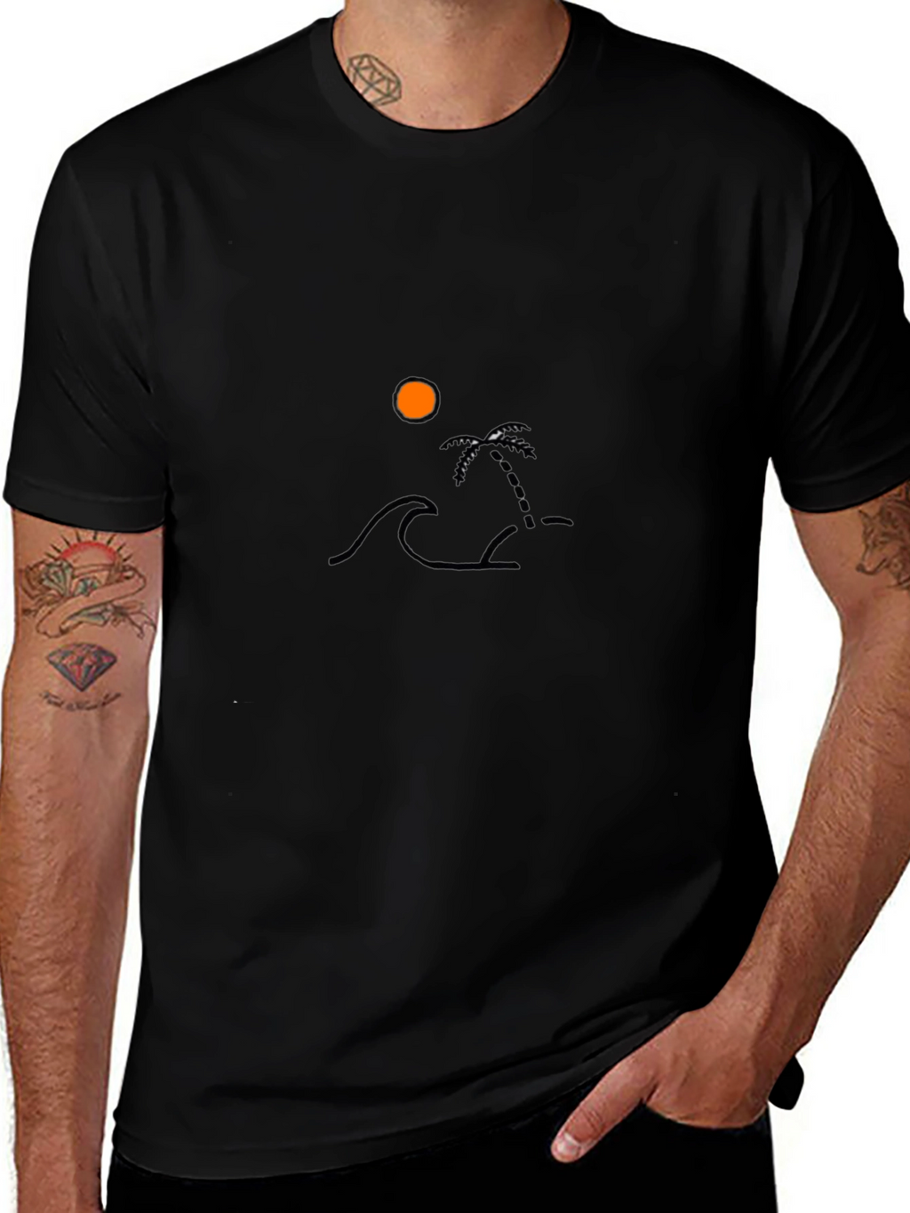 Sunset Beach Graphic Tee - Classic Black T-Shirt