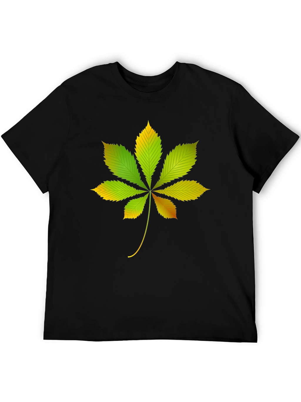 Leaf Print Black T-Shirt - Stylish Graphic Tee