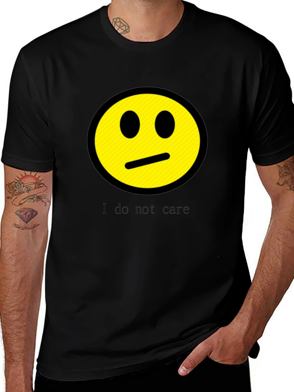 I Do Not Care Graphic Print Crew Neck Tee
