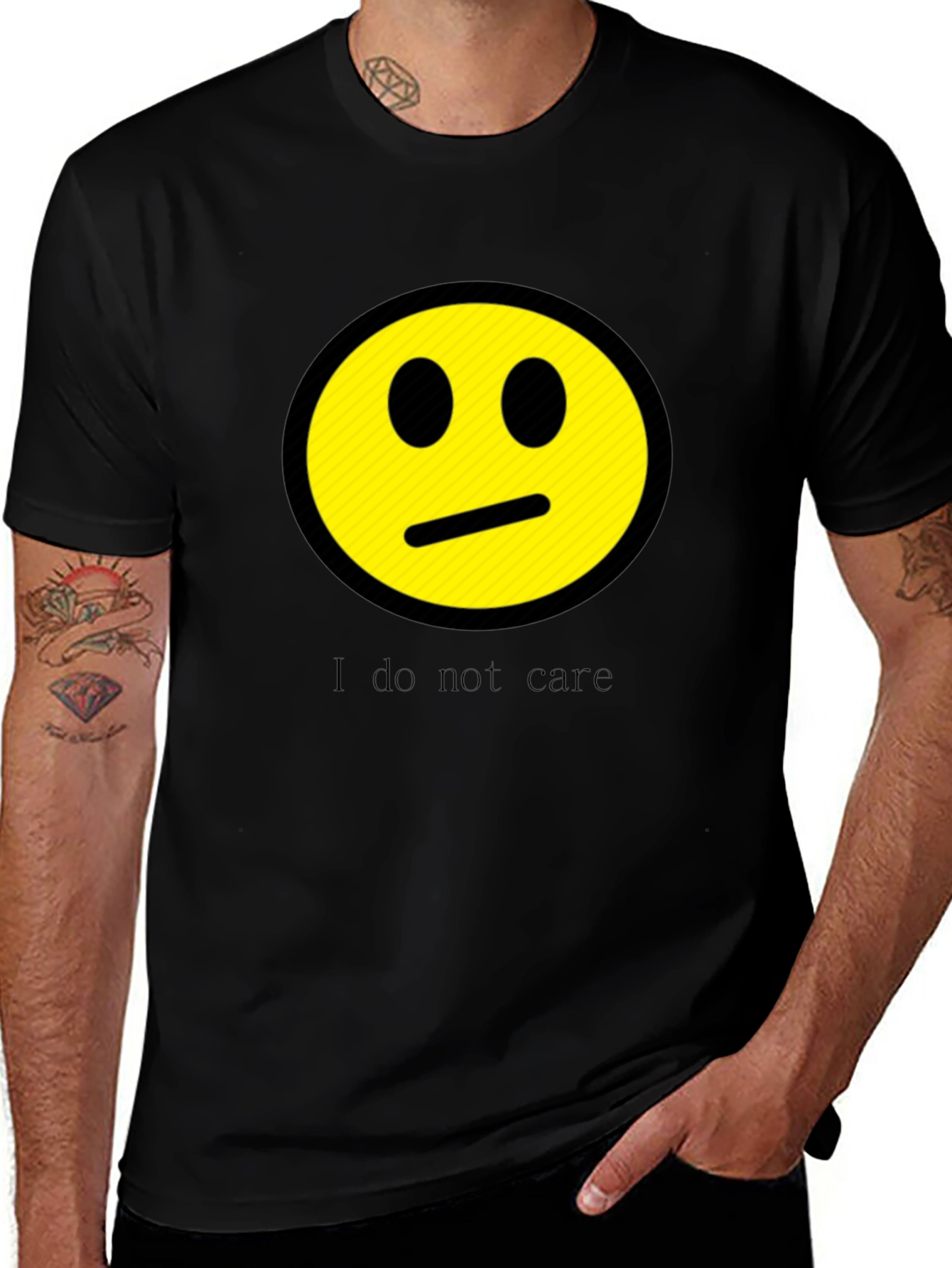 I Do Not Care Graphic Print Crew Neck Tee