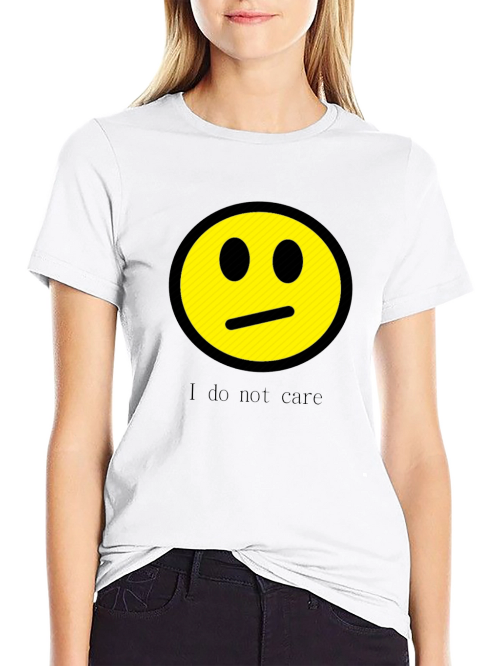 I Do Not Care Graphic Print Crew Neck Tee