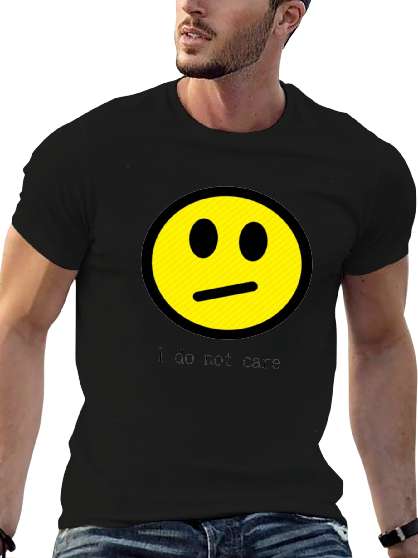 I Do Not Care Graphic Print Crew Neck Tee