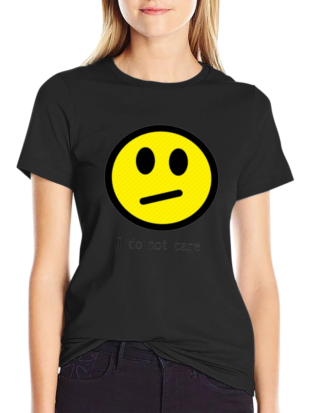I Do Not Care Graphic Print Crew Neck Tee
