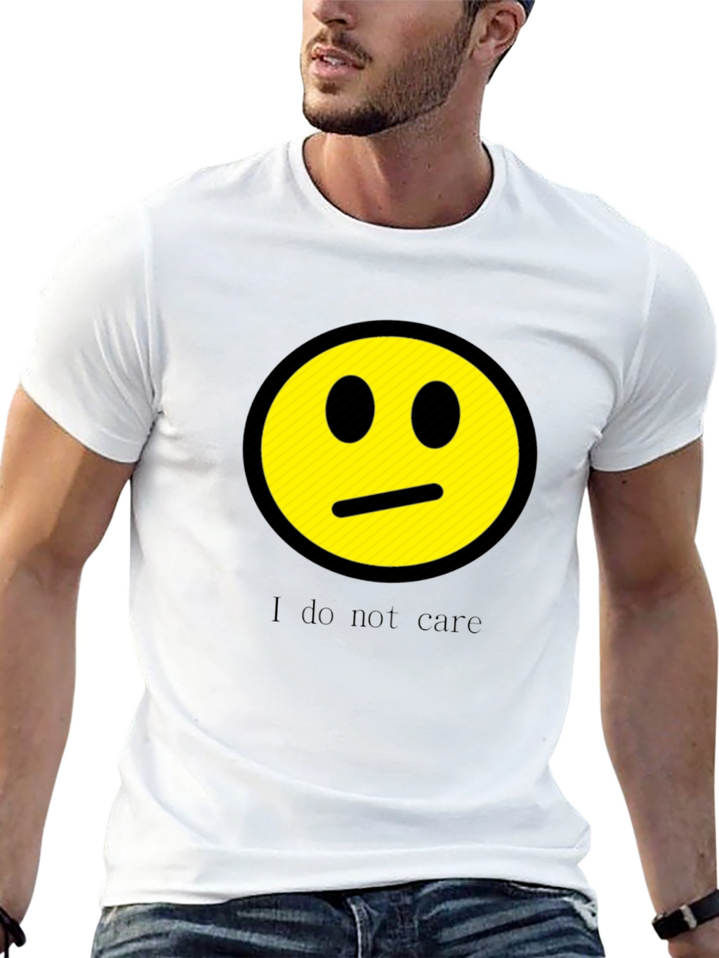 I Do Not Care Graphic Print Crew Neck Tee