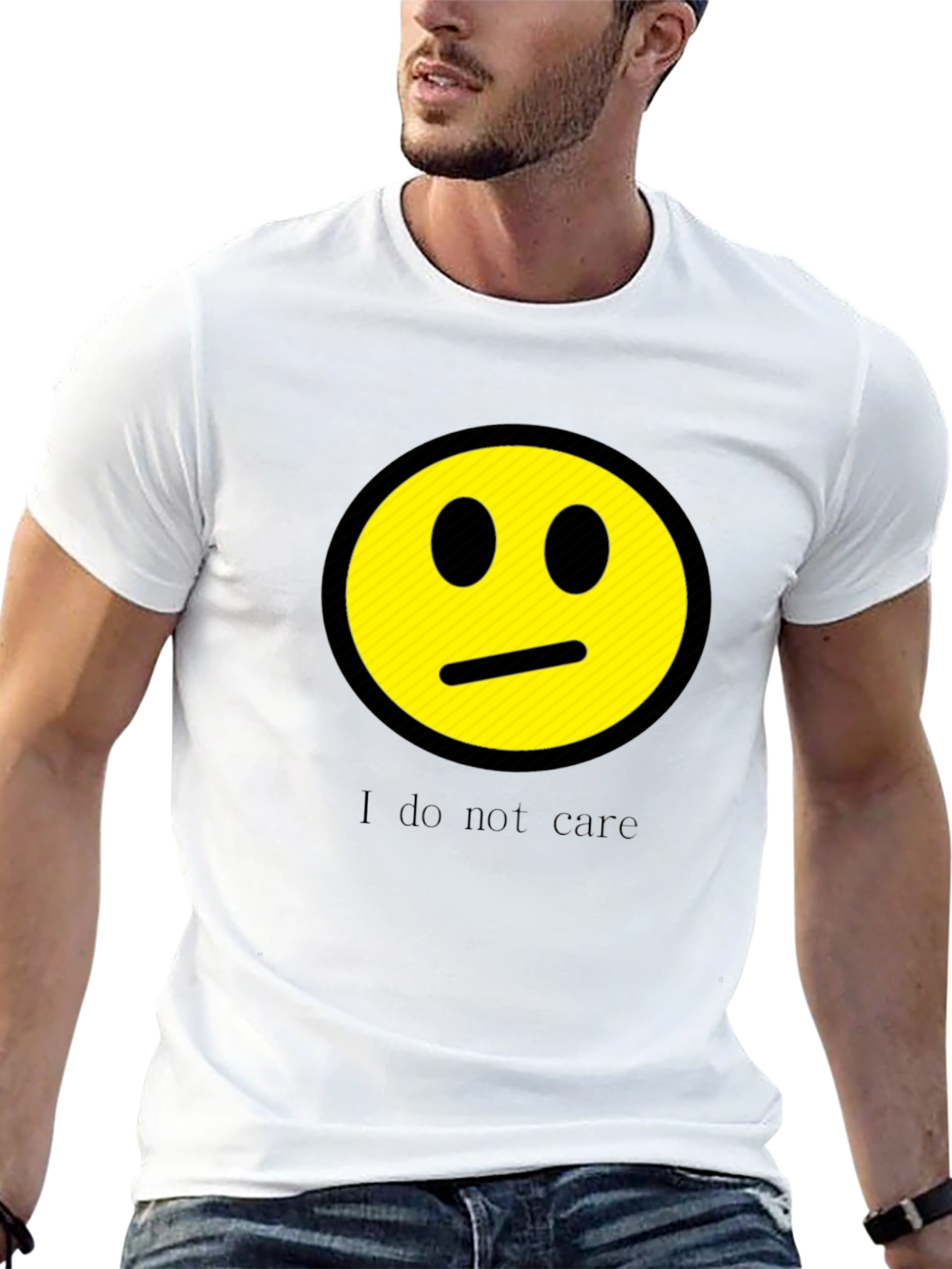 I Do Not Care Graphic Print Crew Neck Tee