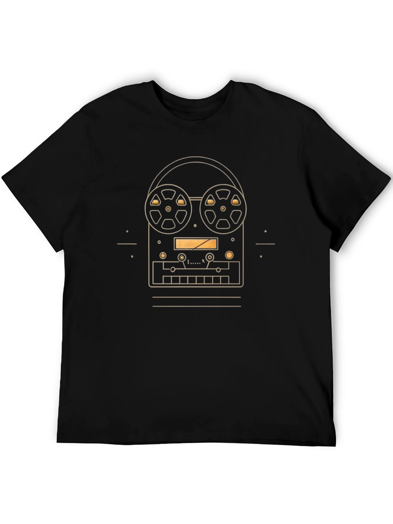 Retro Reel-to-Reel Tape Recorder Graphic Tee - Black