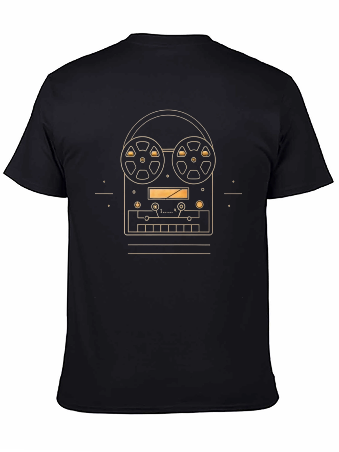 Retro Reel-to-Reel Tape Recorder Graphic Tee - Black