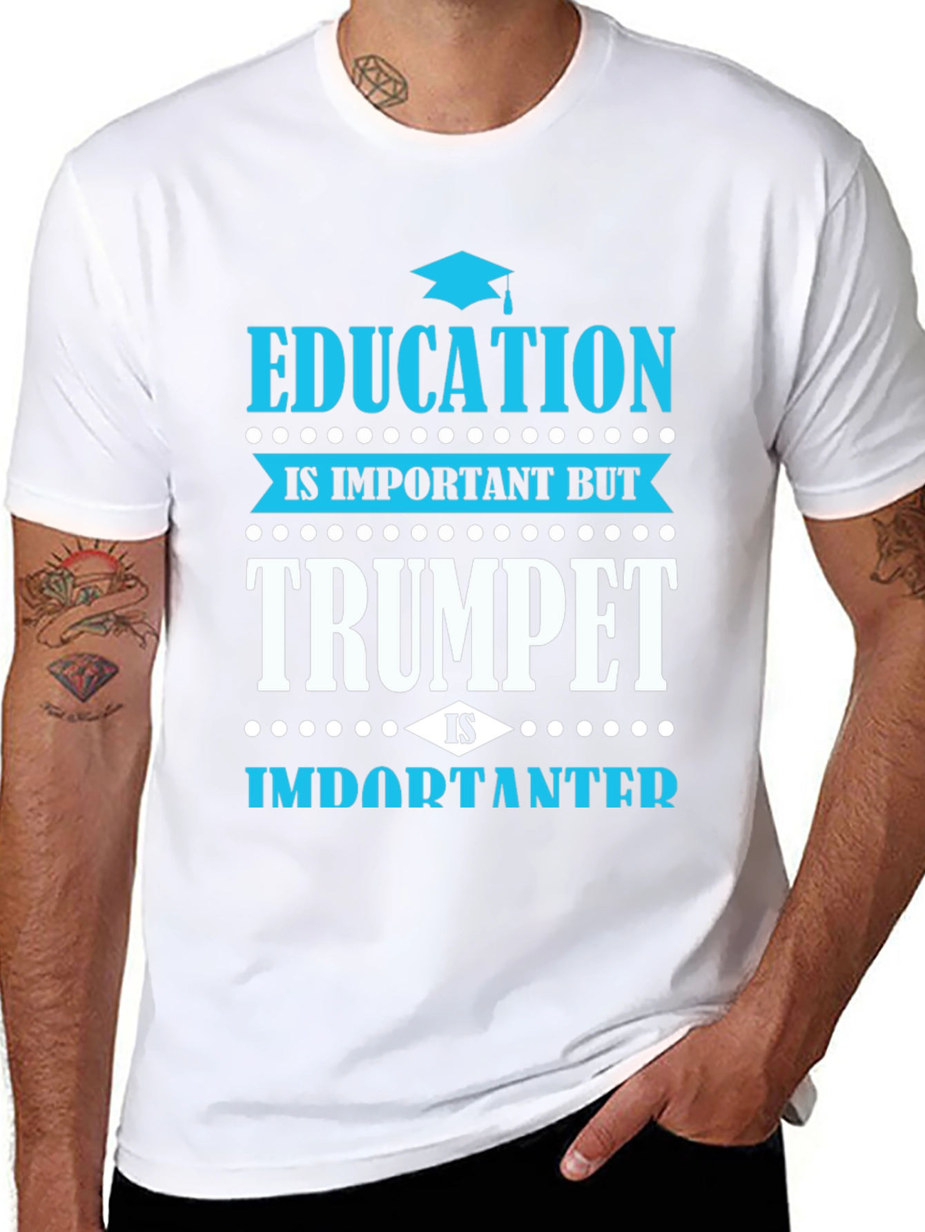 Education vs Trumpet T-Shirt - Musician Gift