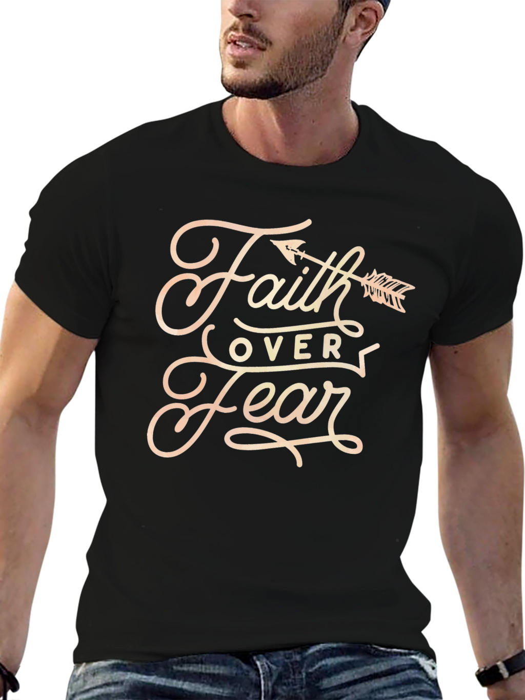 Faith Over Fear Graphic Tee - Black Cotton Blend