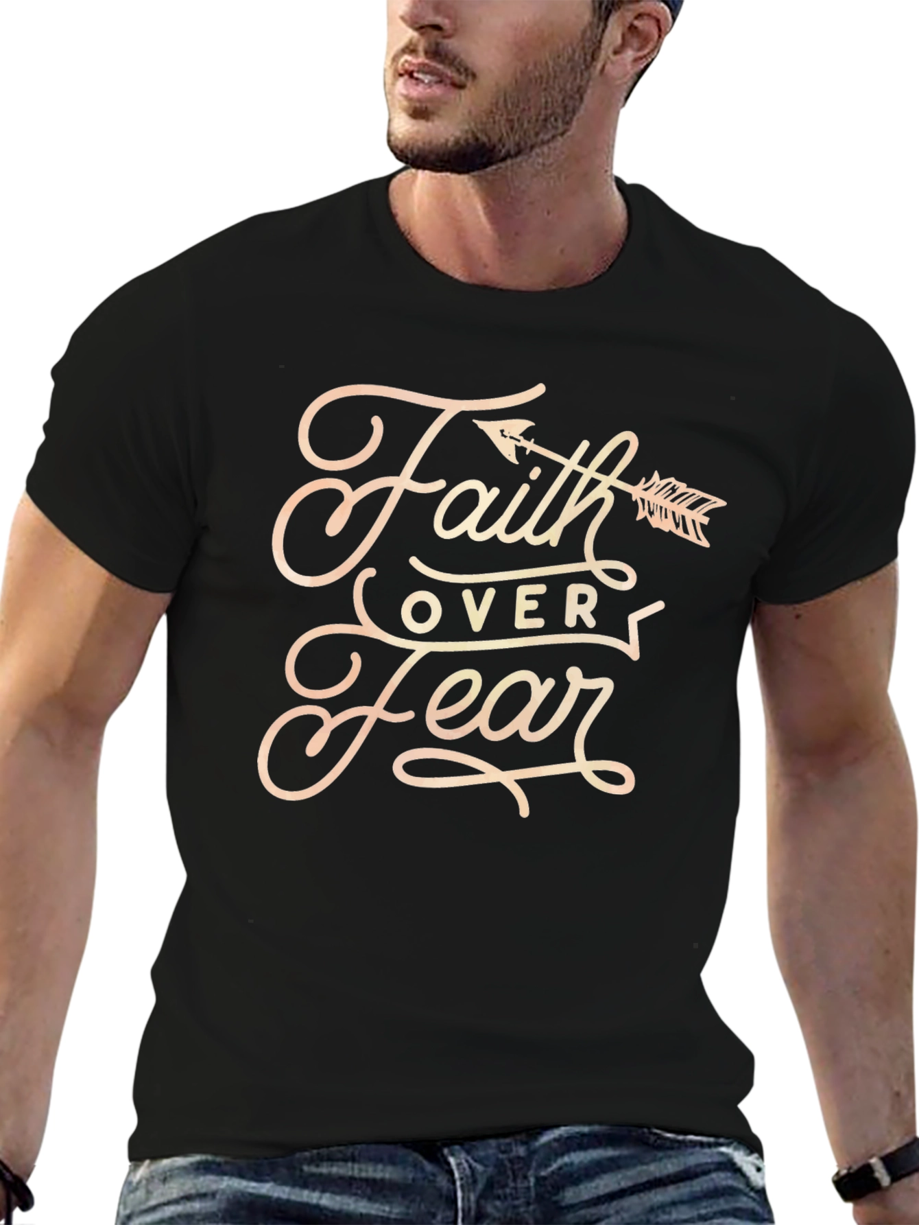 Faith Over Fear Graphic Tee - Black Cotton Blend
