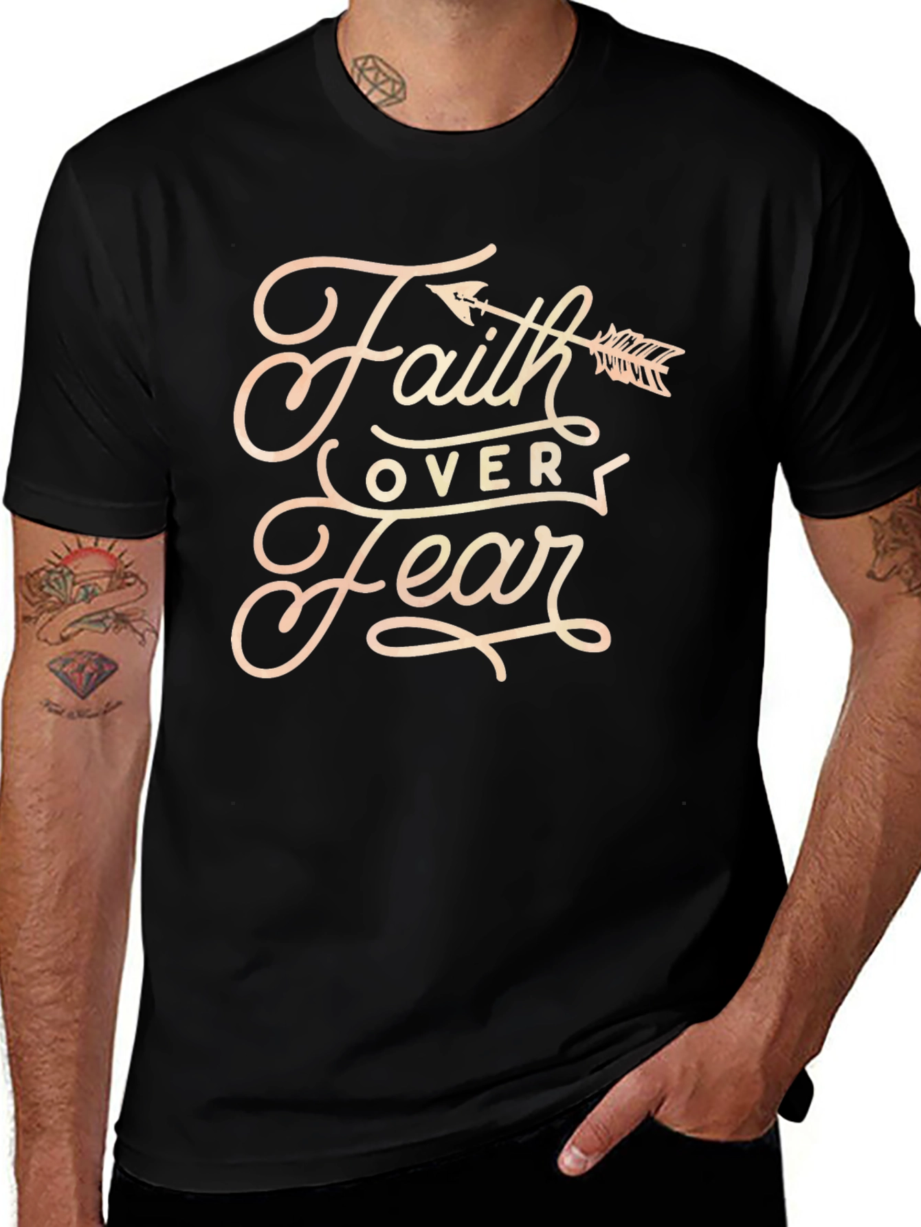 Faith Over Fear Graphic Tee - Black Cotton Blend