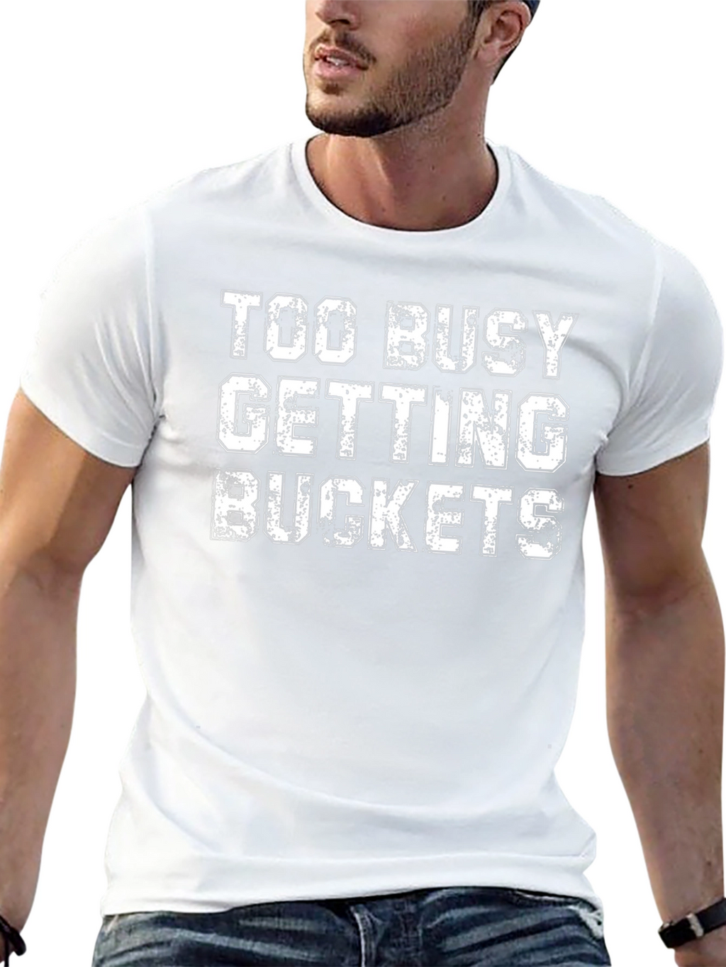 Too Busy Getting Buckets Black Graphic Tee