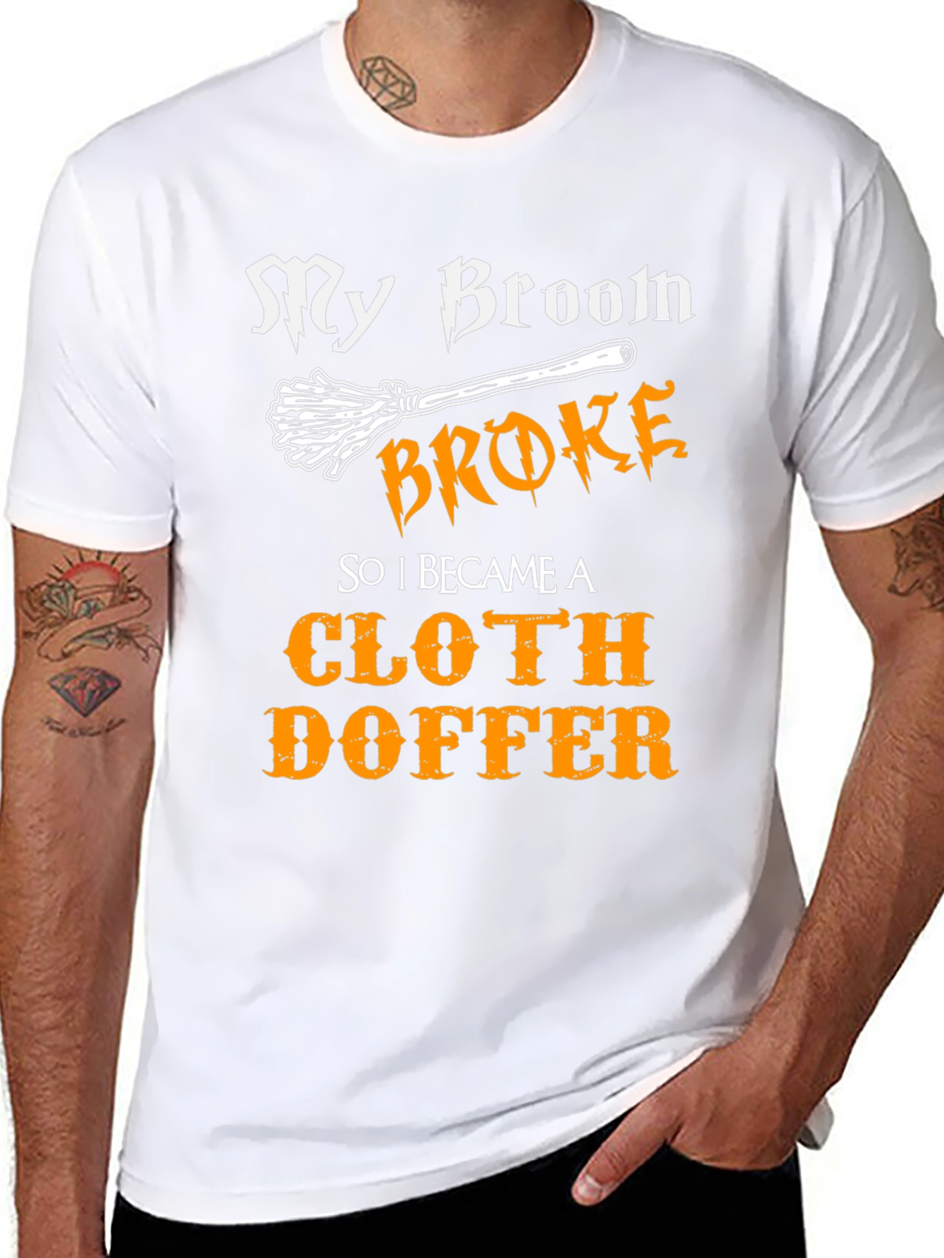 Cloth Doffer T-Shirt - My Broom Broke Halloween Tee