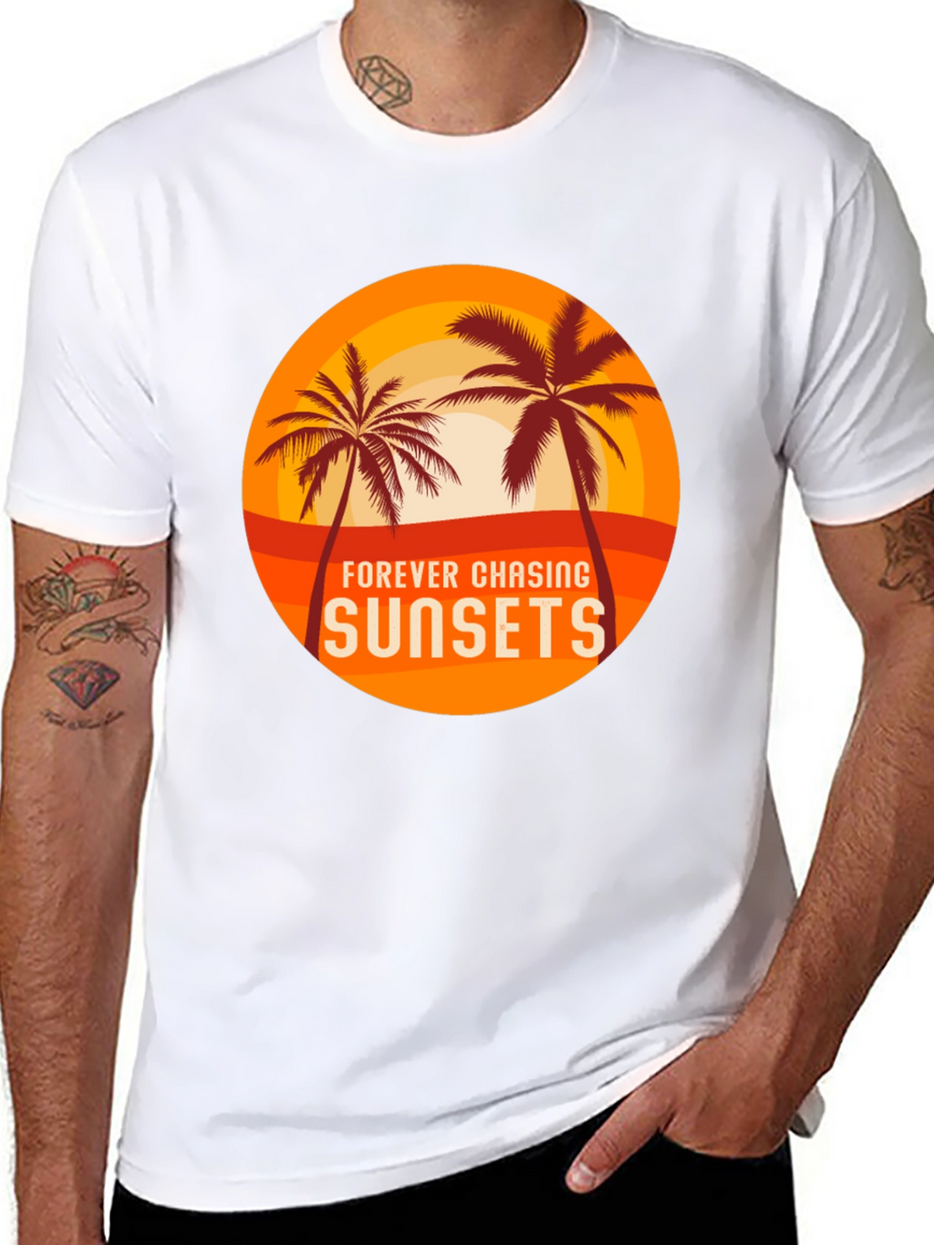 Sunset Chasing Black Tee - Tropical Vibes