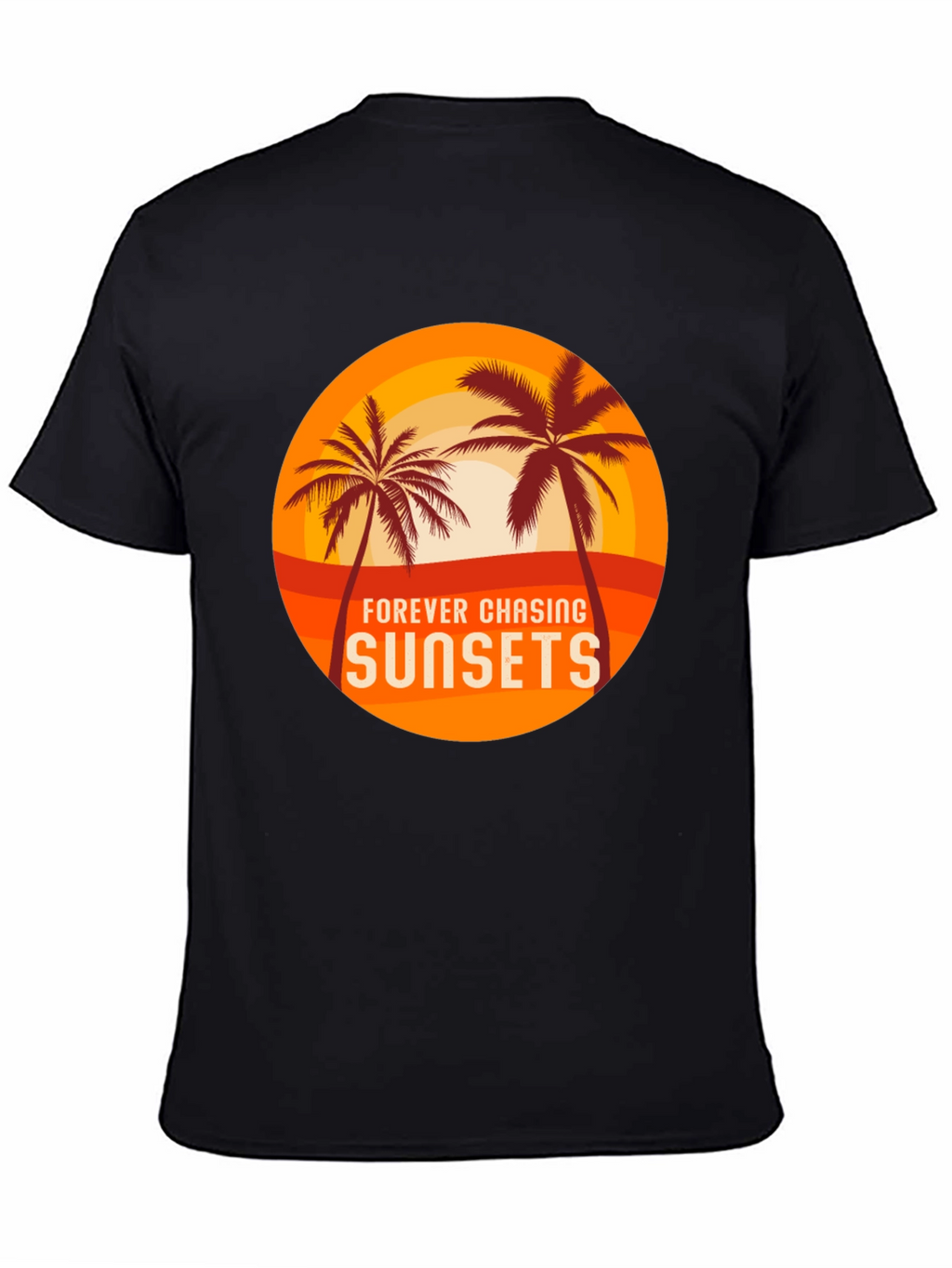 Sunset Chasing Black Tee - Tropical Vibes