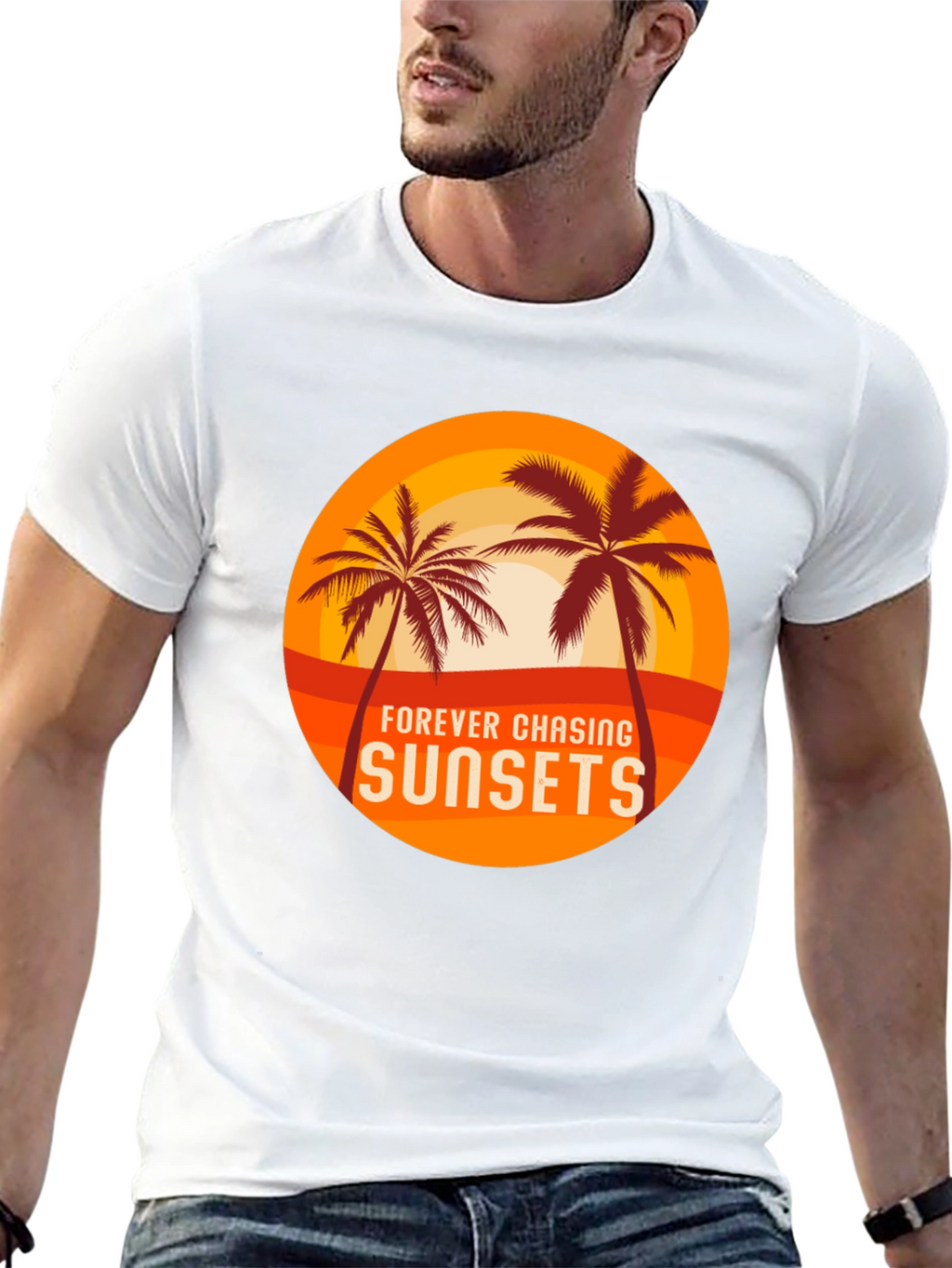 Sunset Chasing Black Tee - Tropical Vibes