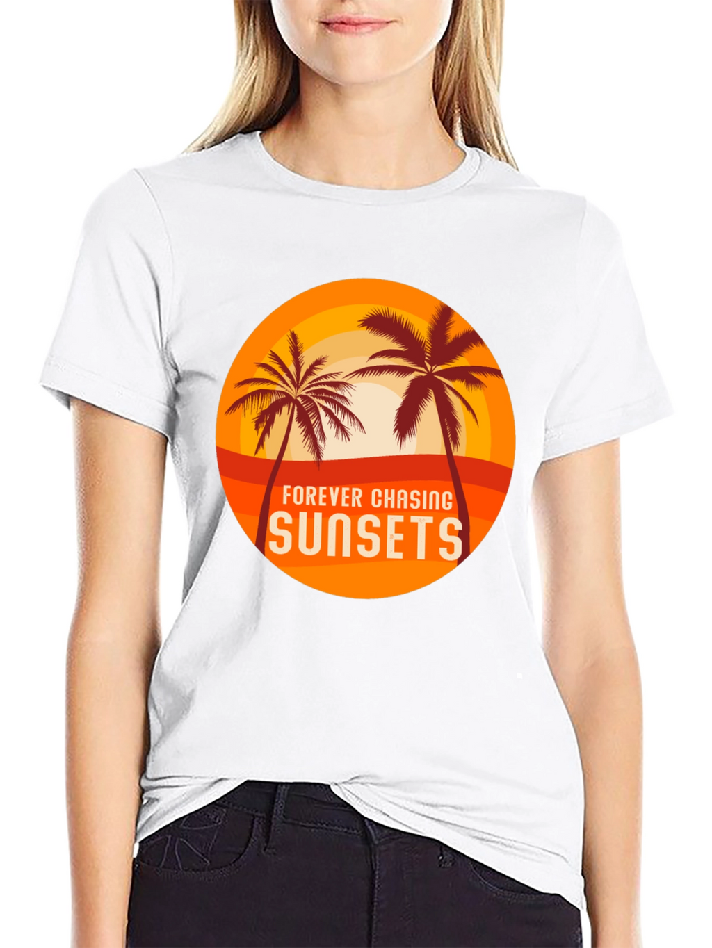 Sunset Chasing Black Tee - Tropical Vibes