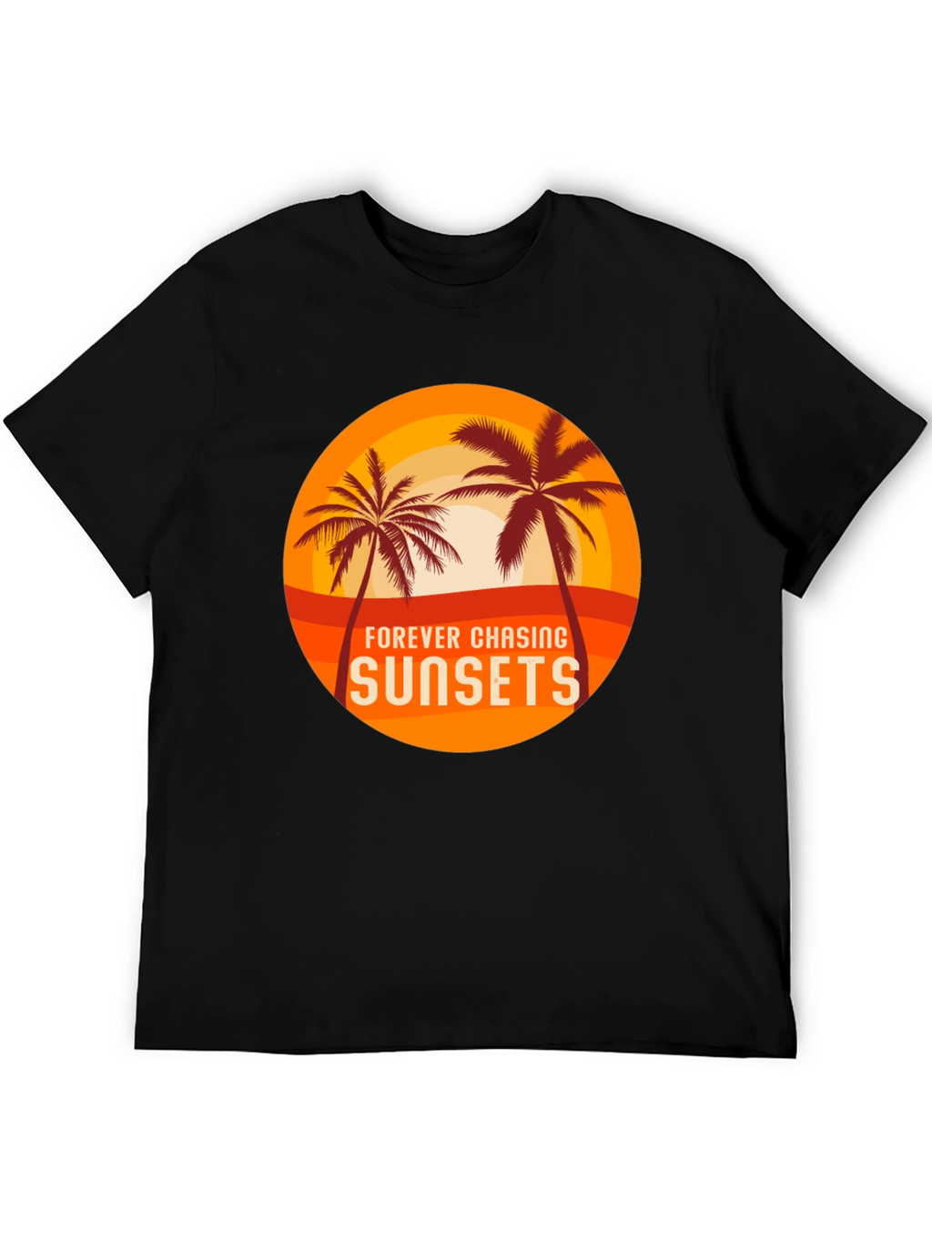 Sunset Chasing Black Tee - Tropical Vibes