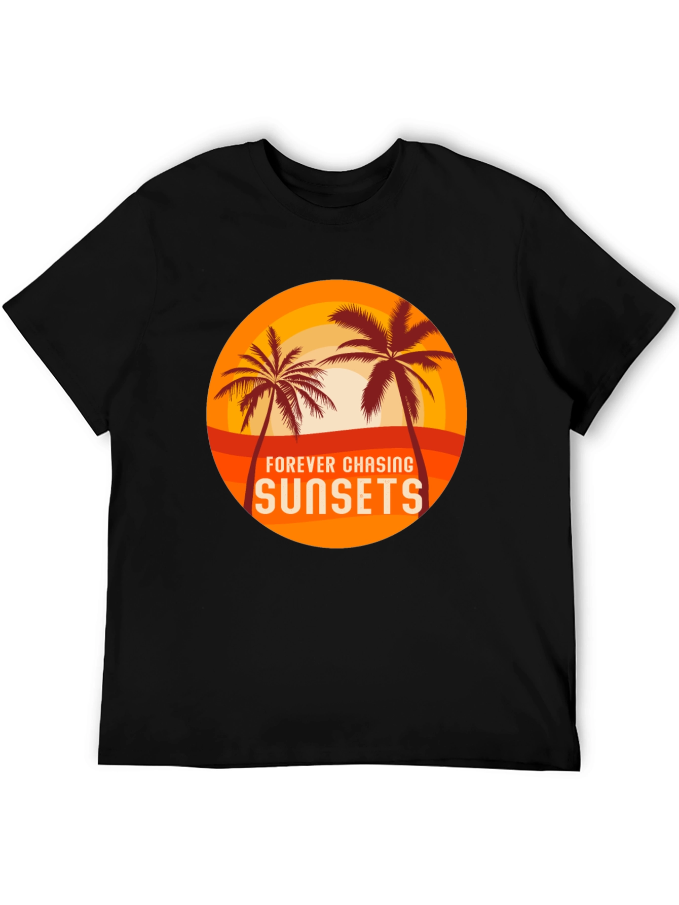Sunset Chasing Black Tee - Tropical Vibes